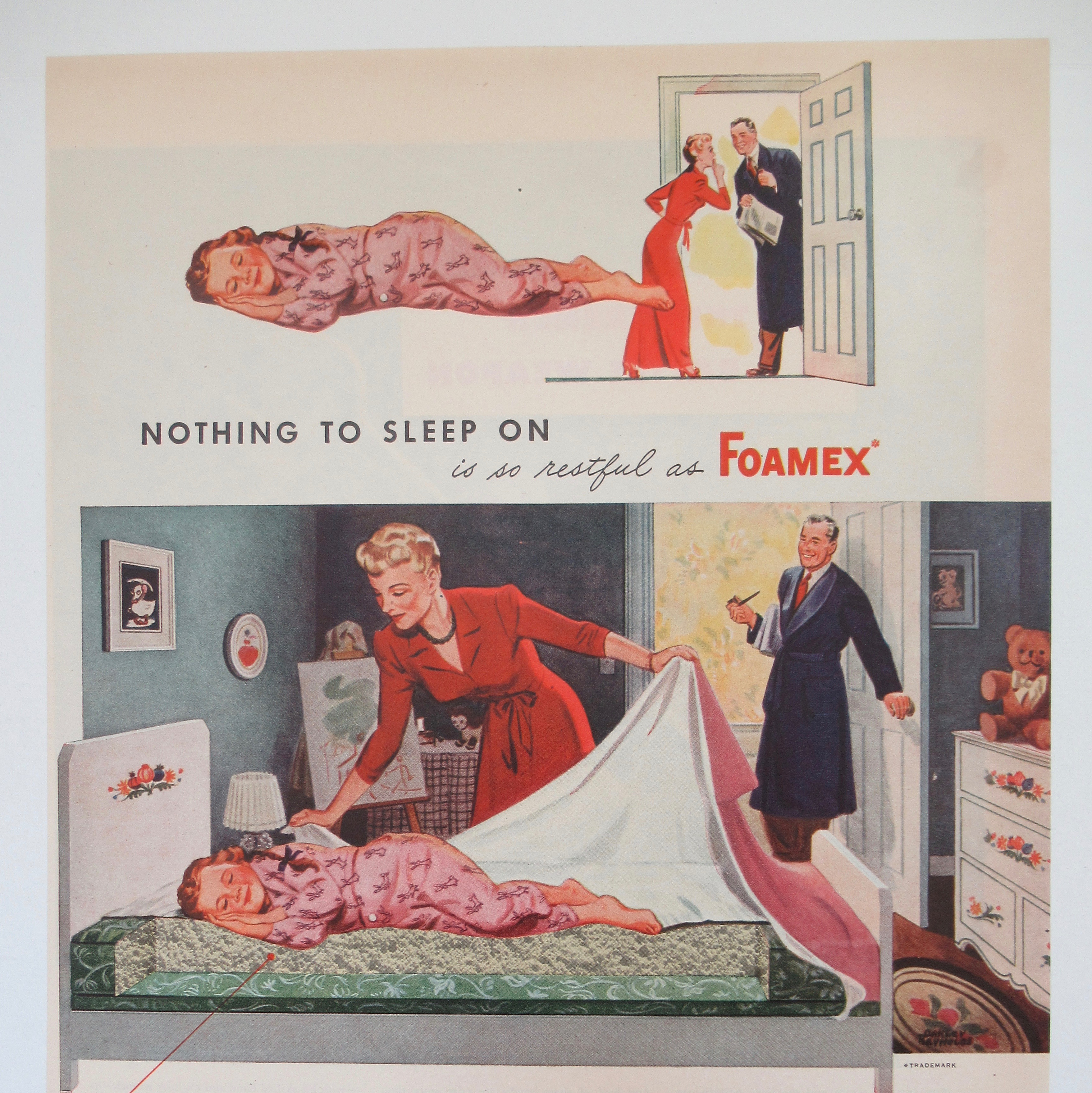 1945 Firestone Foamex Mattress w/ Little Girl Sleeping