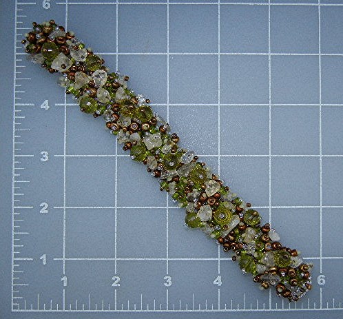 Peridot Crystal Pearls  Glass Bracelet Magnetic Clasp