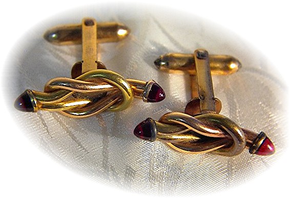 Beautiful Vintage ?? Gold Fill RubyCuff Links