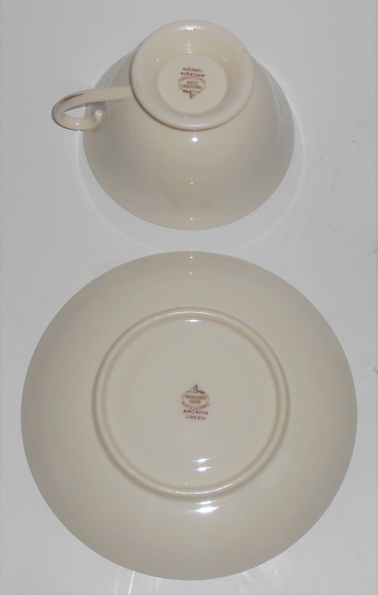 Franciscan Pottery Fine China Arcadia Green Cup/Saucer