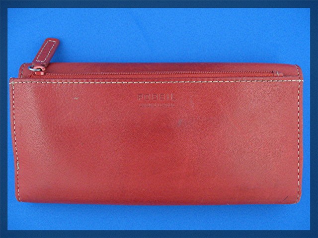 Fossil checkbook clutch in red leather