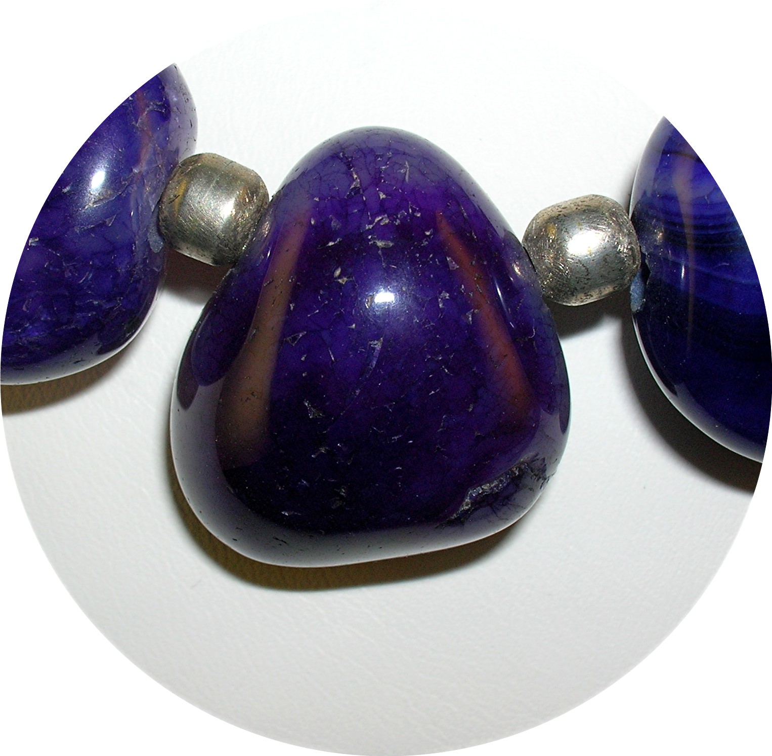 Amethyst  and Sterling Silver Polished Bead Necklace