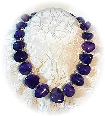 Amethyst and Sterling Silver Polished Bead Necklace