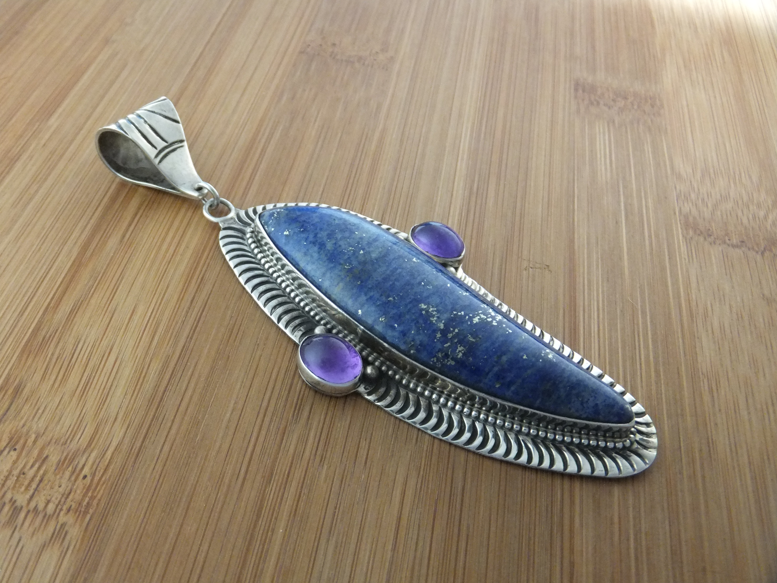 David Troutman Lapis Amethyst Sterling Silver Pendant