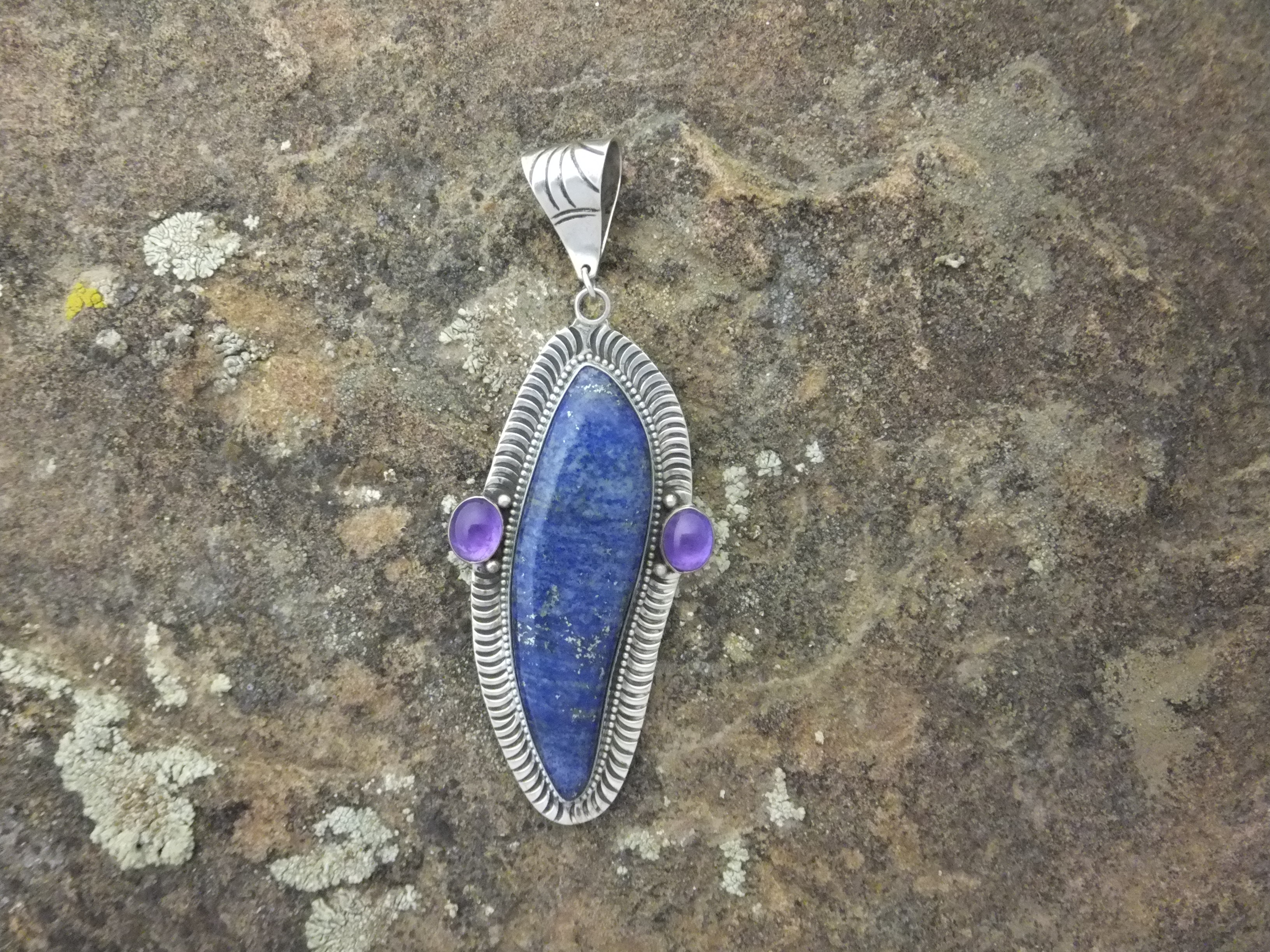 David Troutman Lapis Amethyst Sterling Silver Pendant