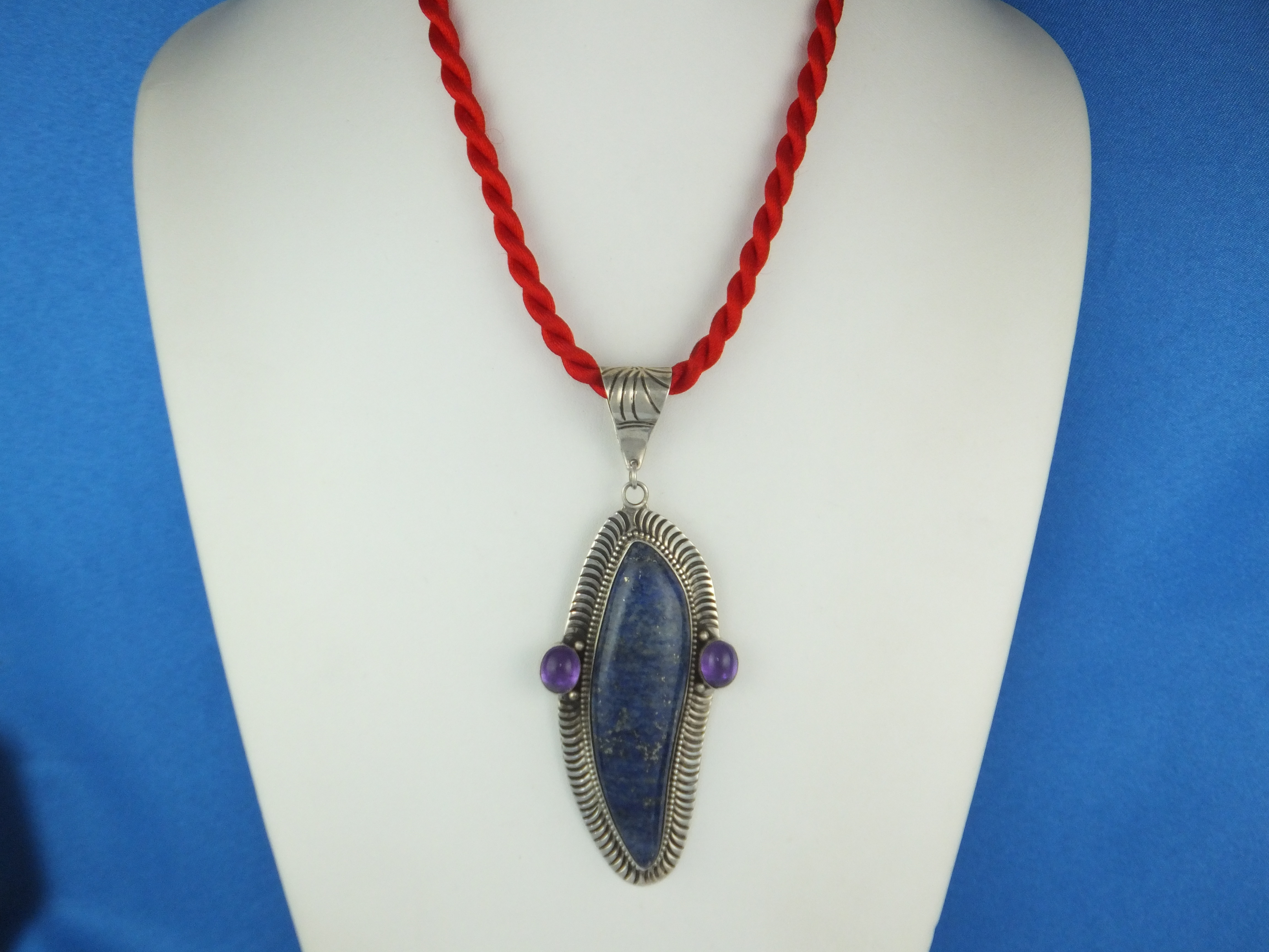 David Troutman Lapis Amethyst Sterling Silver Pendant