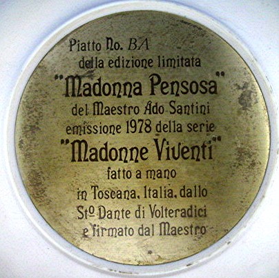 Pensive Madonna LIving Madonnas Plate