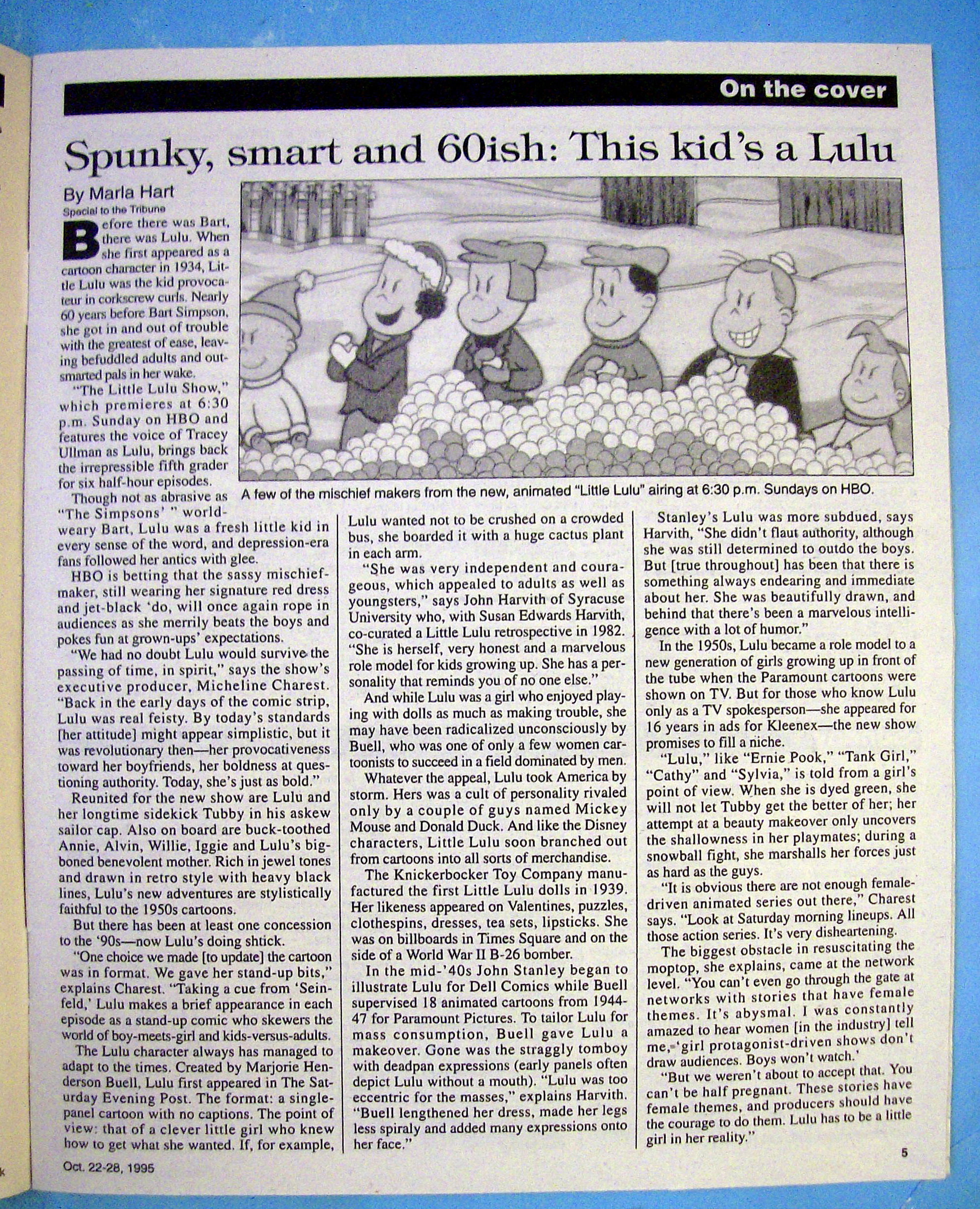 TV Week October 22-28, 1995 Little Lulu-Chicago Tribune