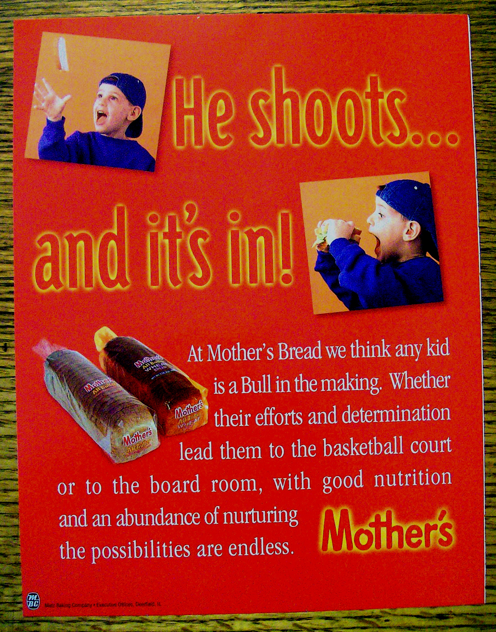 1997 Mother's Bread with Little Boy Eating Sandwich