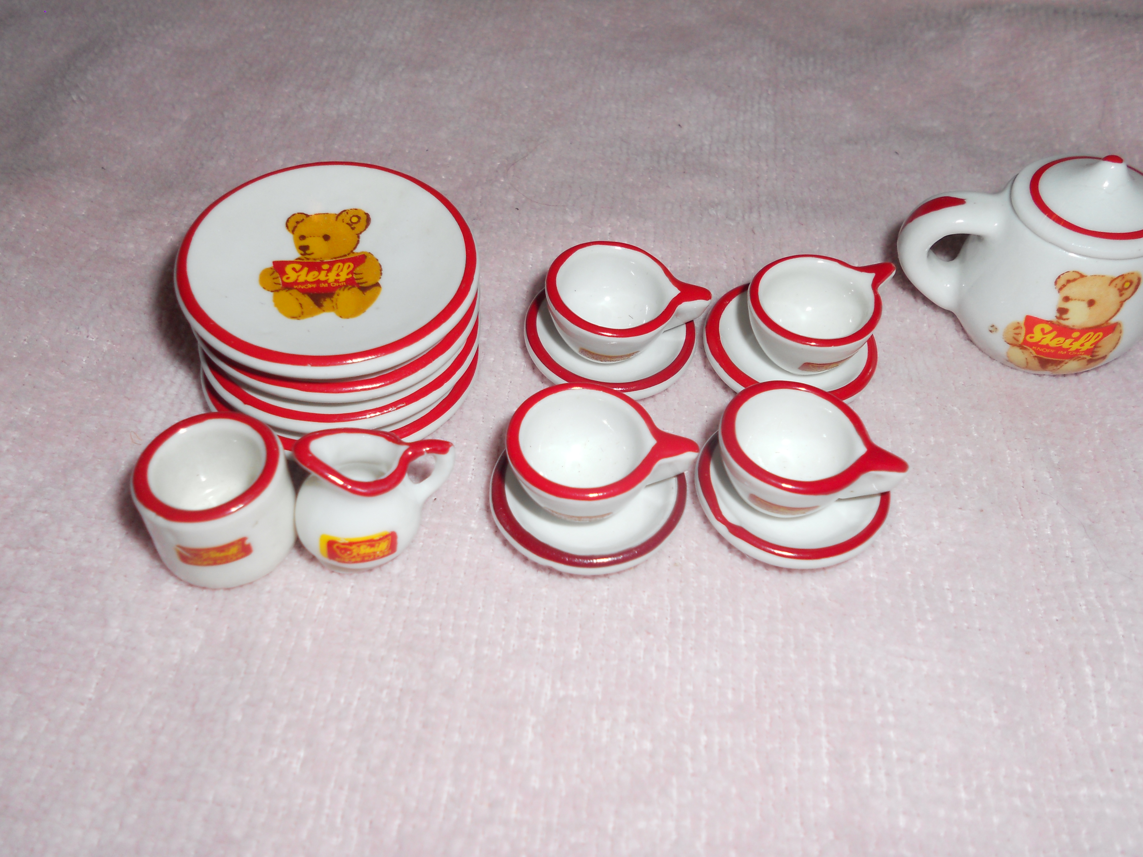 Steiff Bear Tea Set Toy Dish Set Porcelain