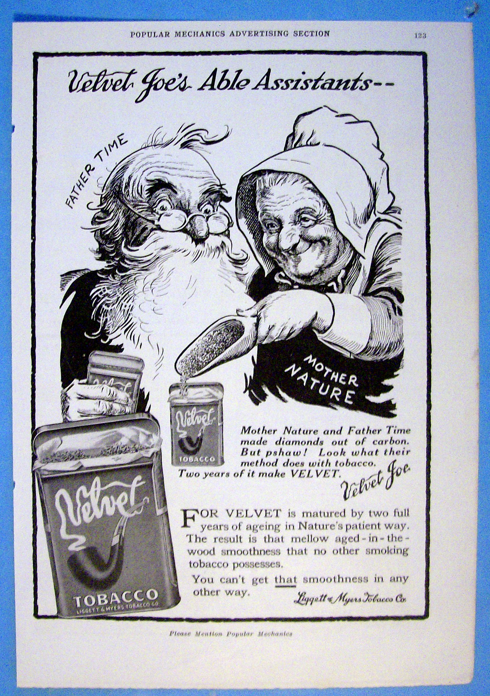 1916 Velvet Tobacco with Mother Nature & Father Time