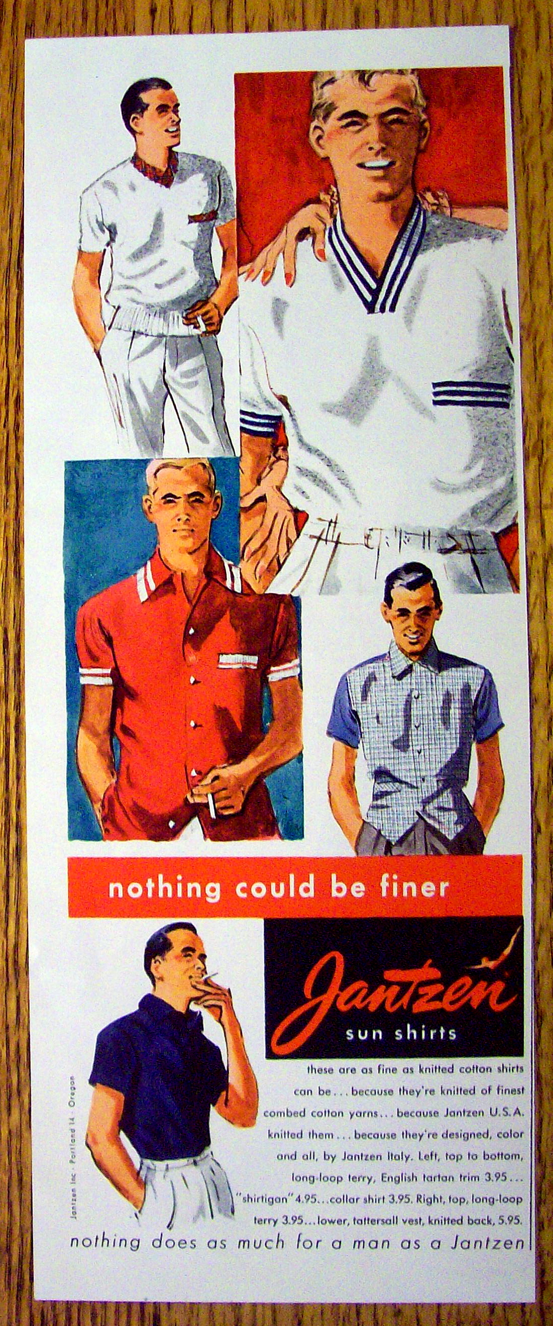 1954 Jantzen Sun Shirts with Different Men in Sun Shirt