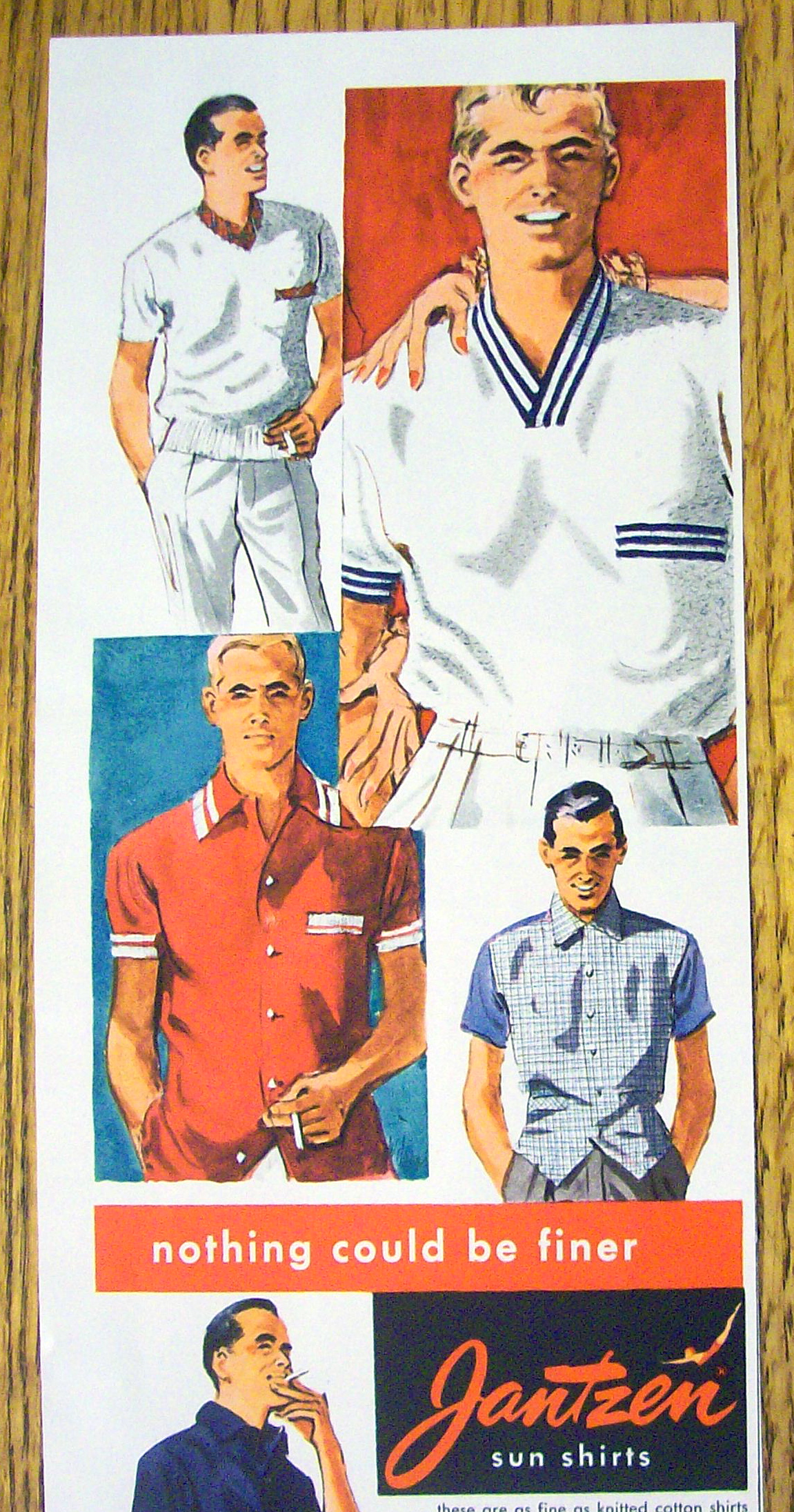 1954 Jantzen Sun Shirts with Different Men in Sun Shirt