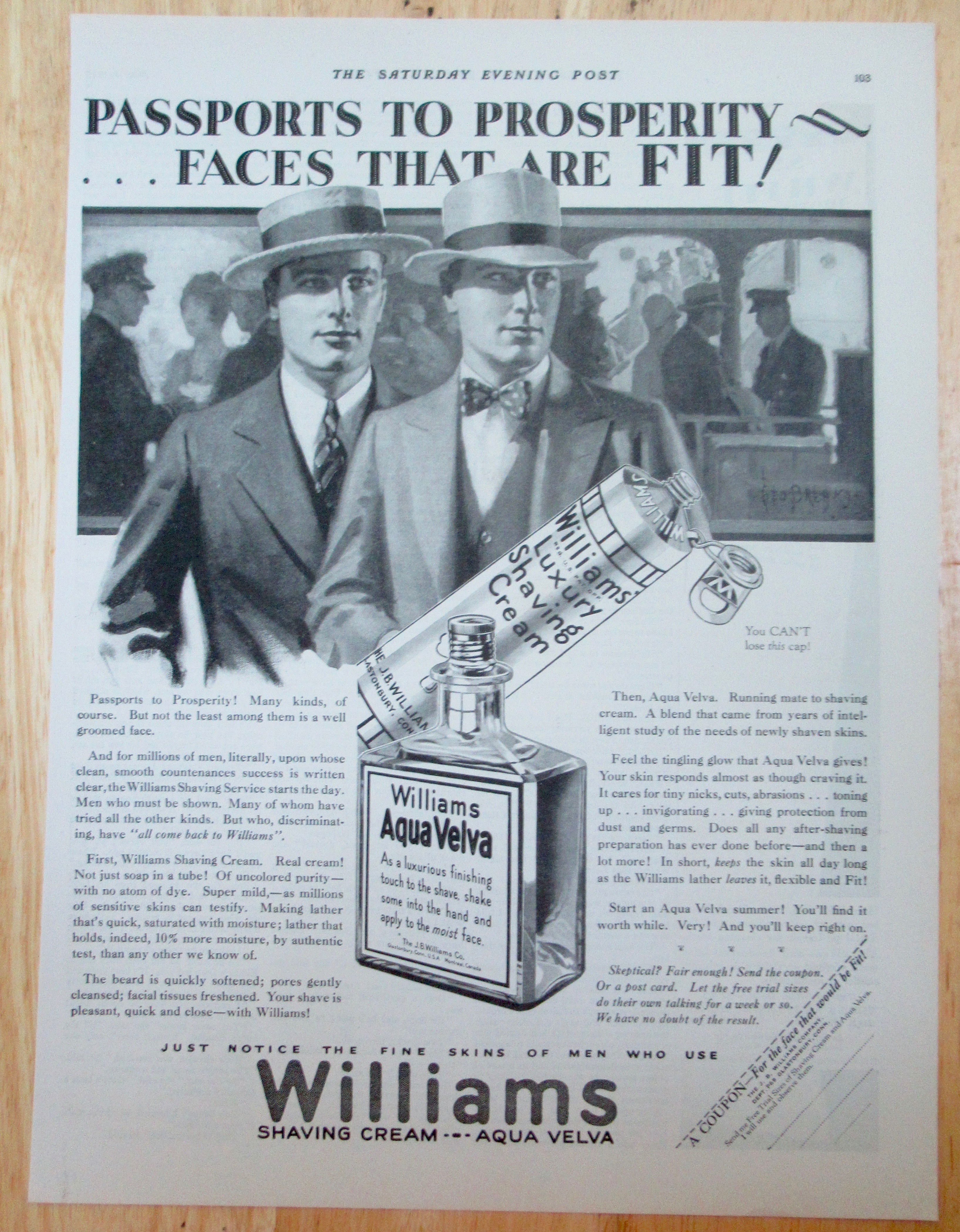1929 Williams Aqua Velva & Shaving Cream with 2 Men
