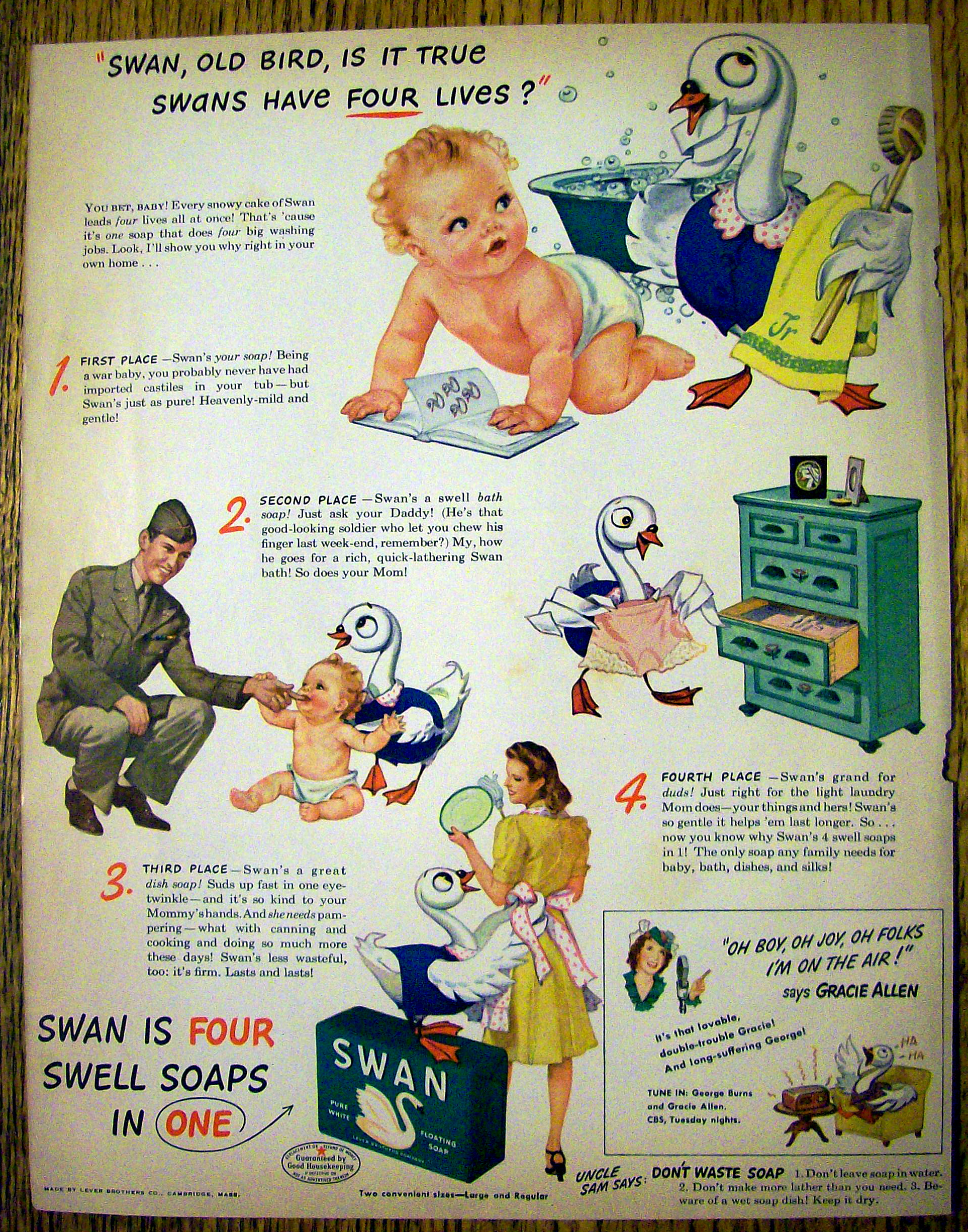 1944 Swan Soap with 4 Swell Ways to Use Swan