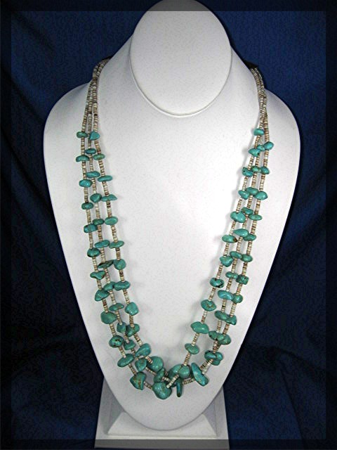 Santo Domingo Turquoise Heishi Sterling Silver Necklace