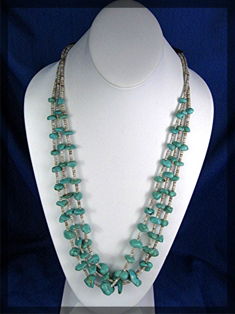 Santo Domingo Turquoise Heishi Sterling Silver Necklace