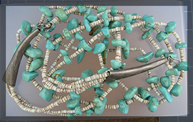 Santo Domingo Turquoise Heishi Sterling Silver Necklace