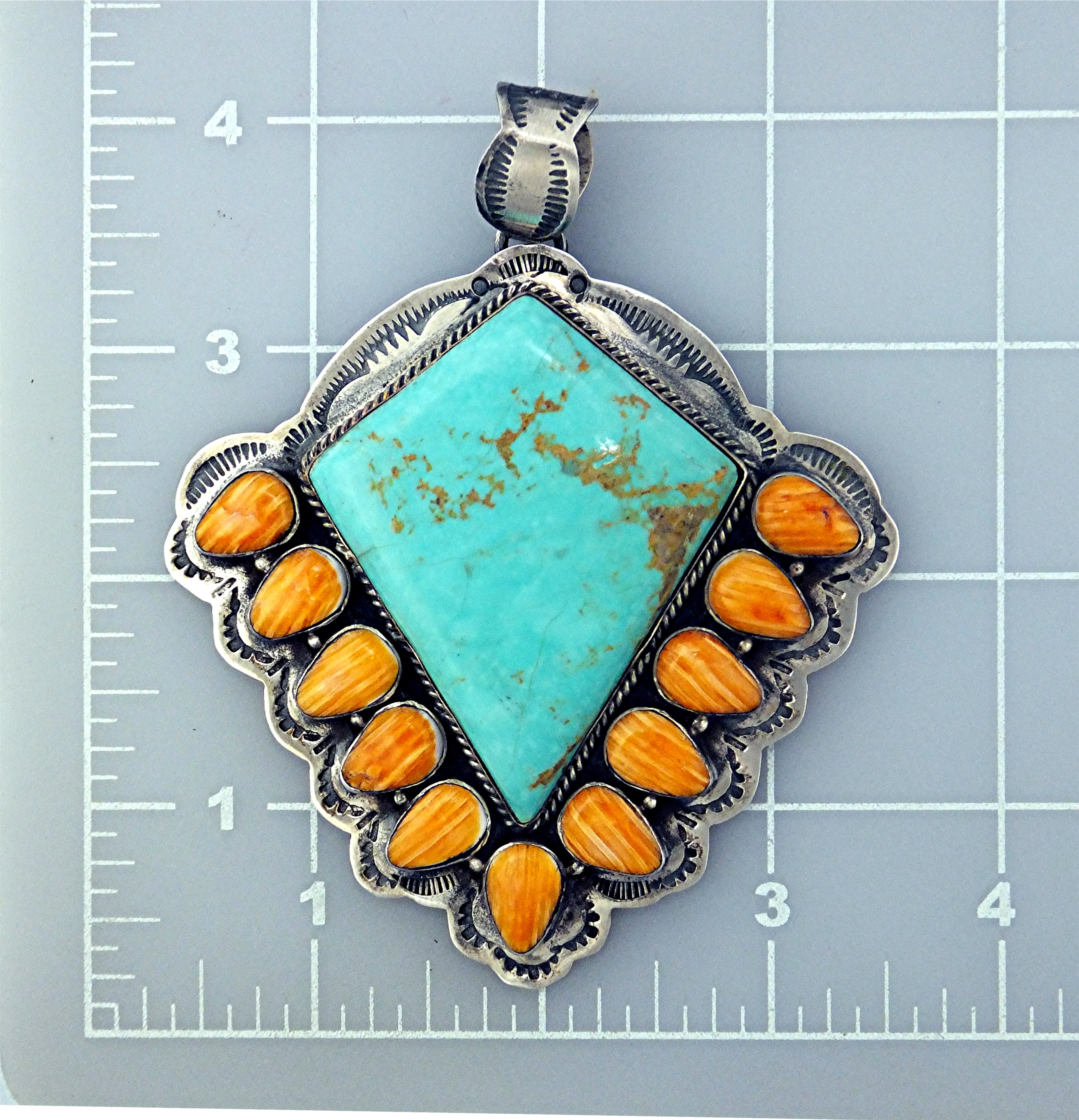 Navajo Sterling Silver Turquoise Spiny Oyster John Dura