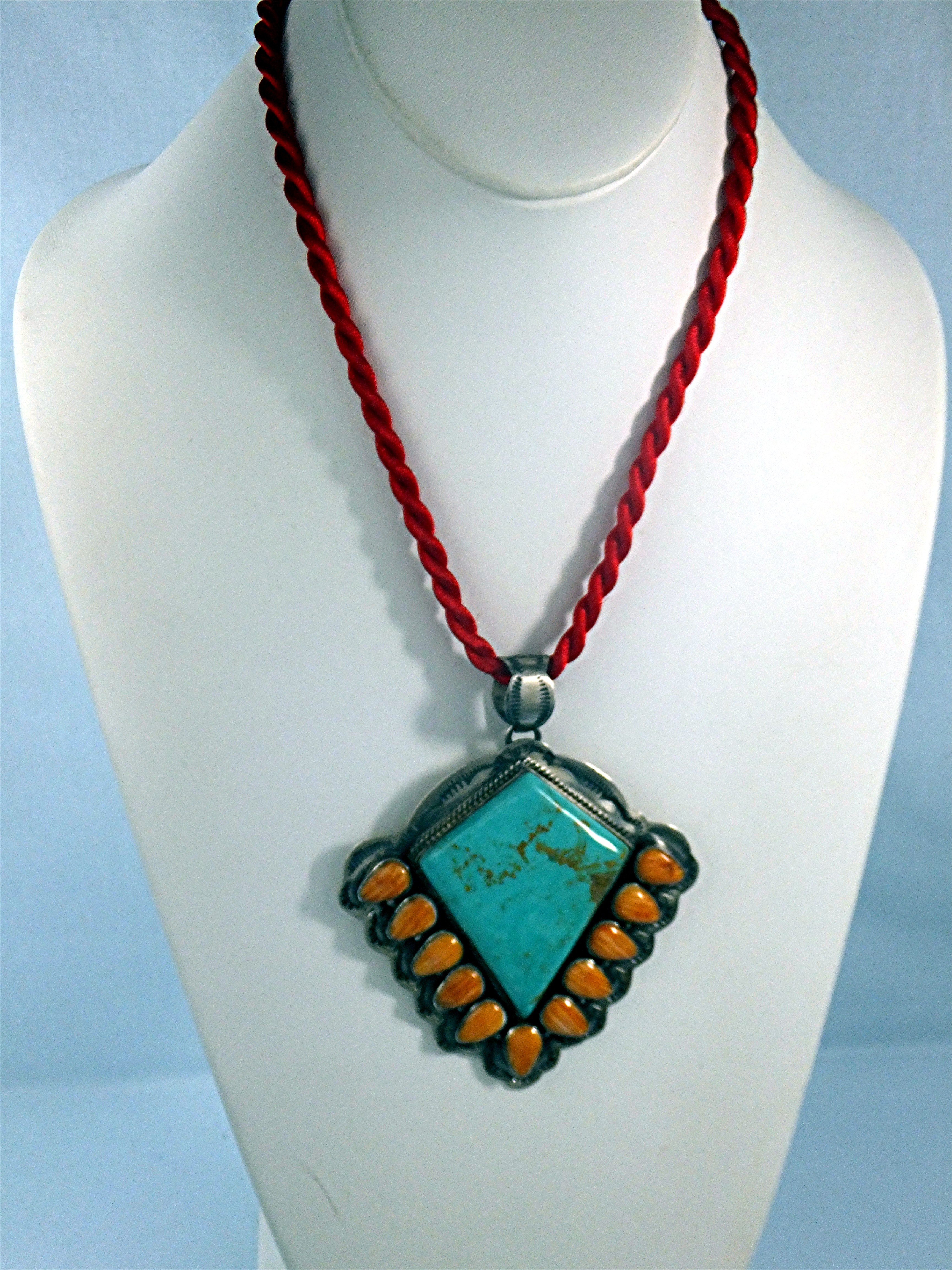 Navajo Sterling Silver Turquoise Spiny Oyster John Dura
