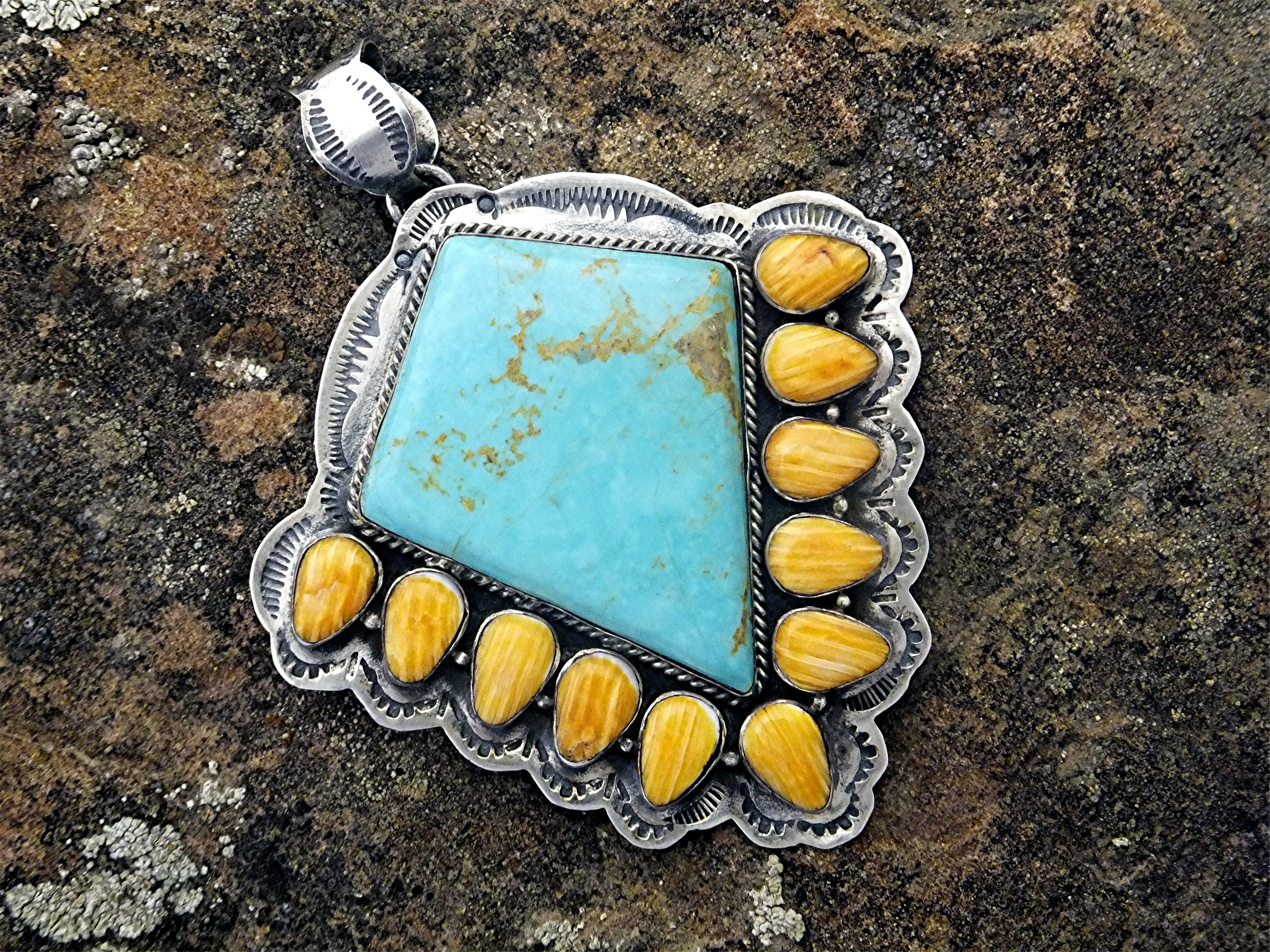 Navajo Sterling Silver Turquoise Spiny Oyster John Dura