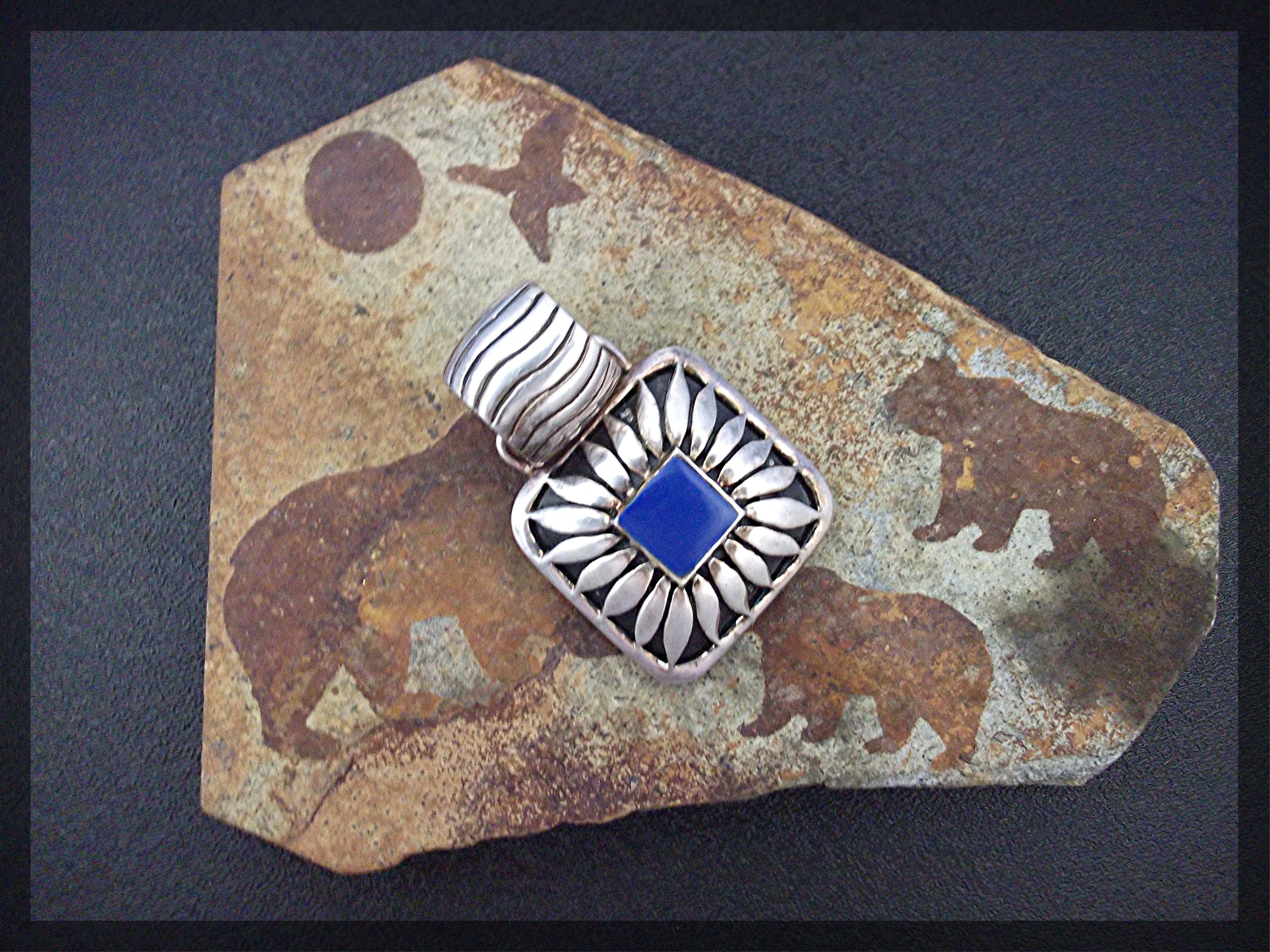 Pendant Large  Silver and Blue Lapis .....