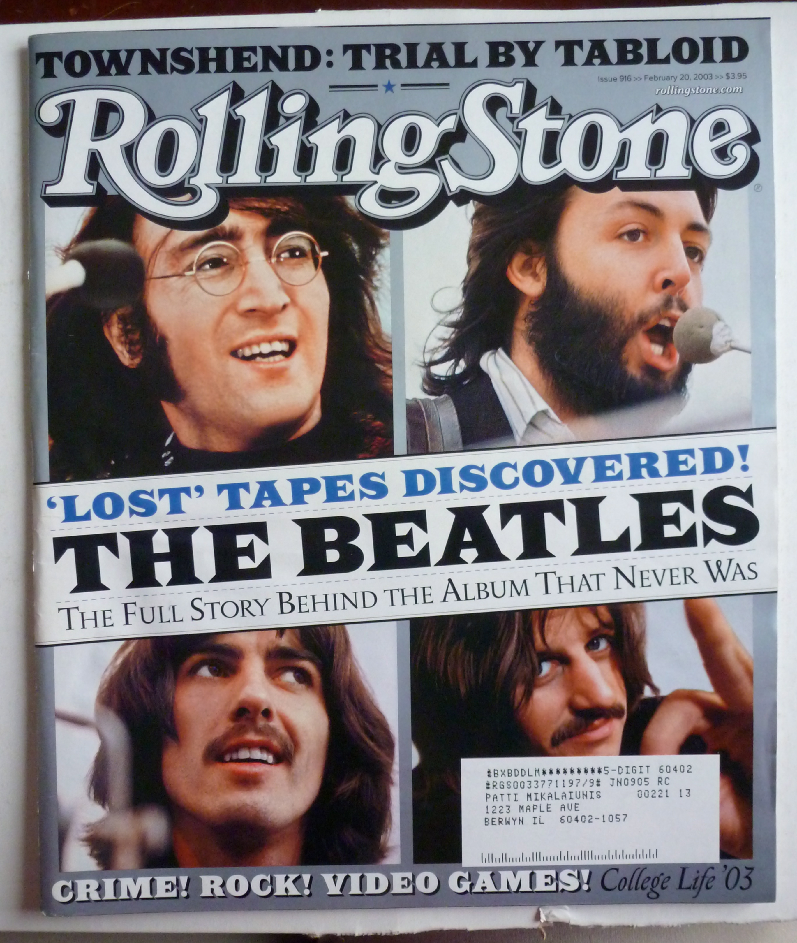Rolling Stone Magazine February 20, 2003 The Beatles