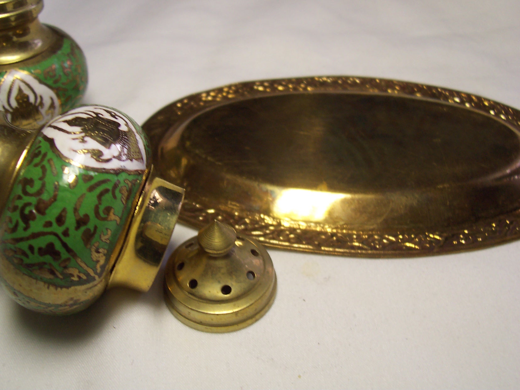 Buddha Brass Salt and Pepper shakers Tray