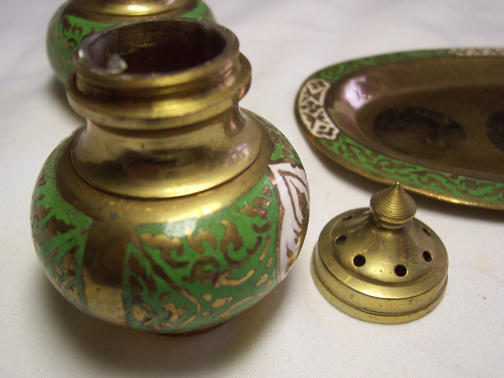 Buddha Brass Salt and Pepper shakers Tray