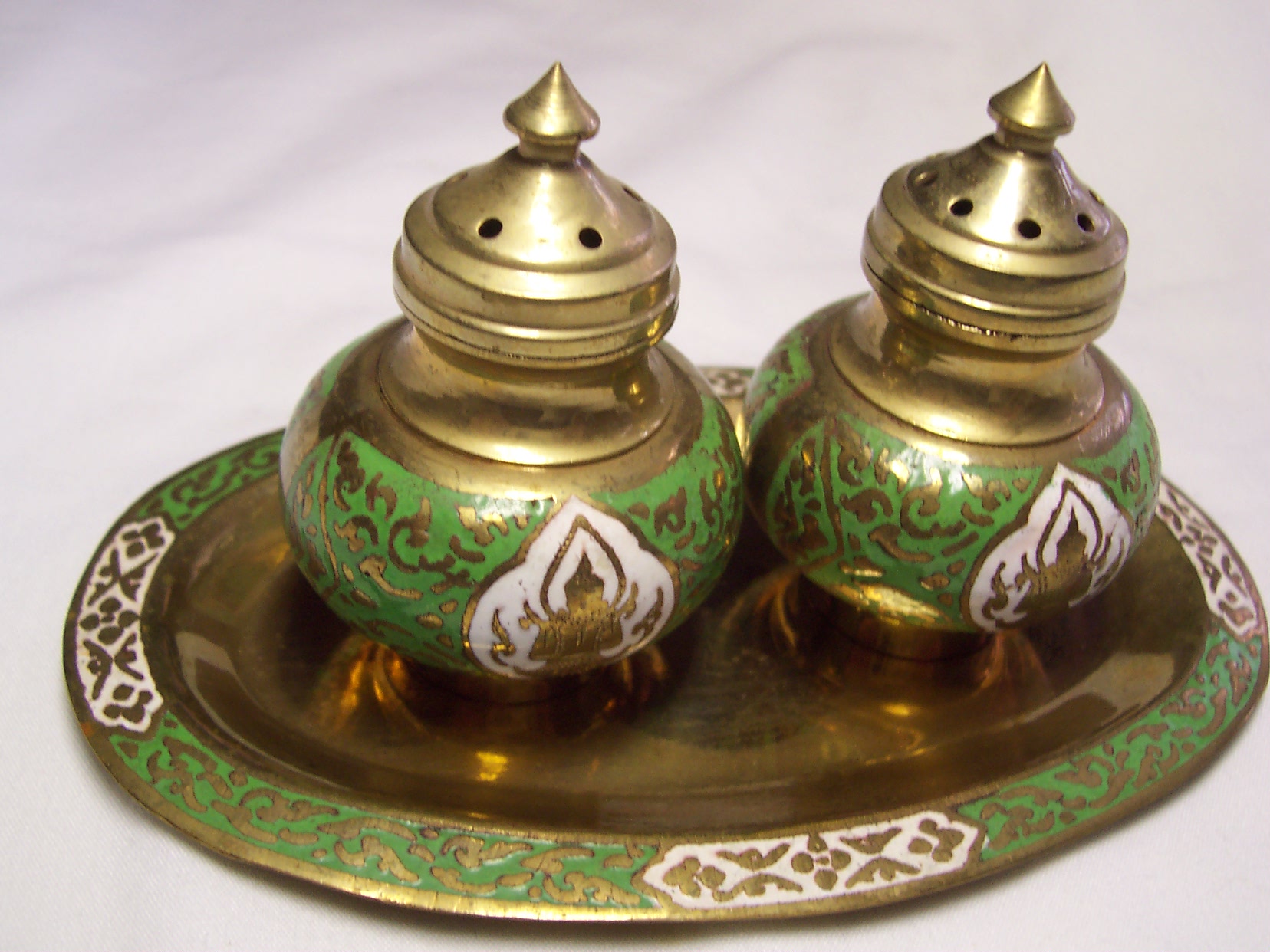 Buddha Brass Salt and Pepper shakers Tray