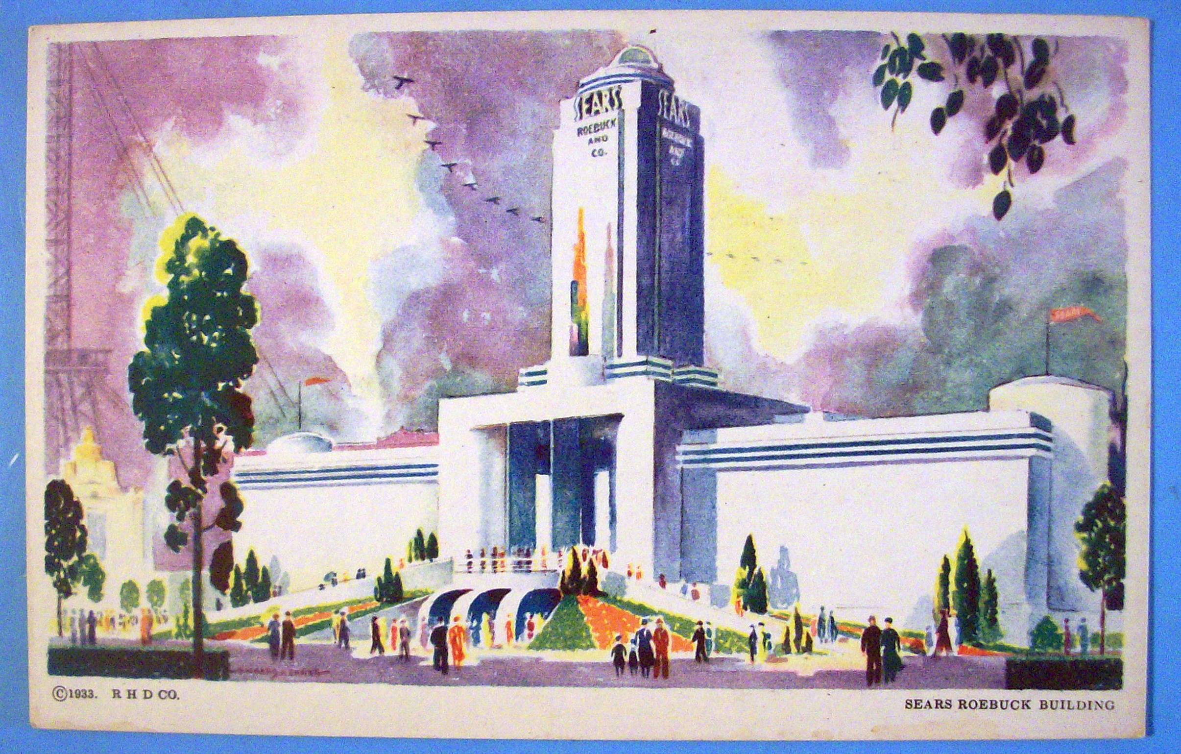 1933 Century of Progress Sear Roebuck Building Postcard