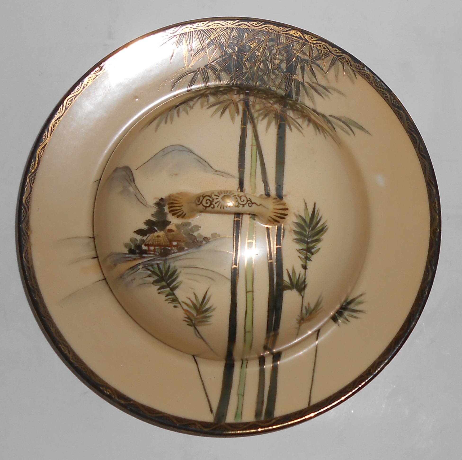 Nishida Japan Porcelain China 22k Yellow Black Bamboo F
