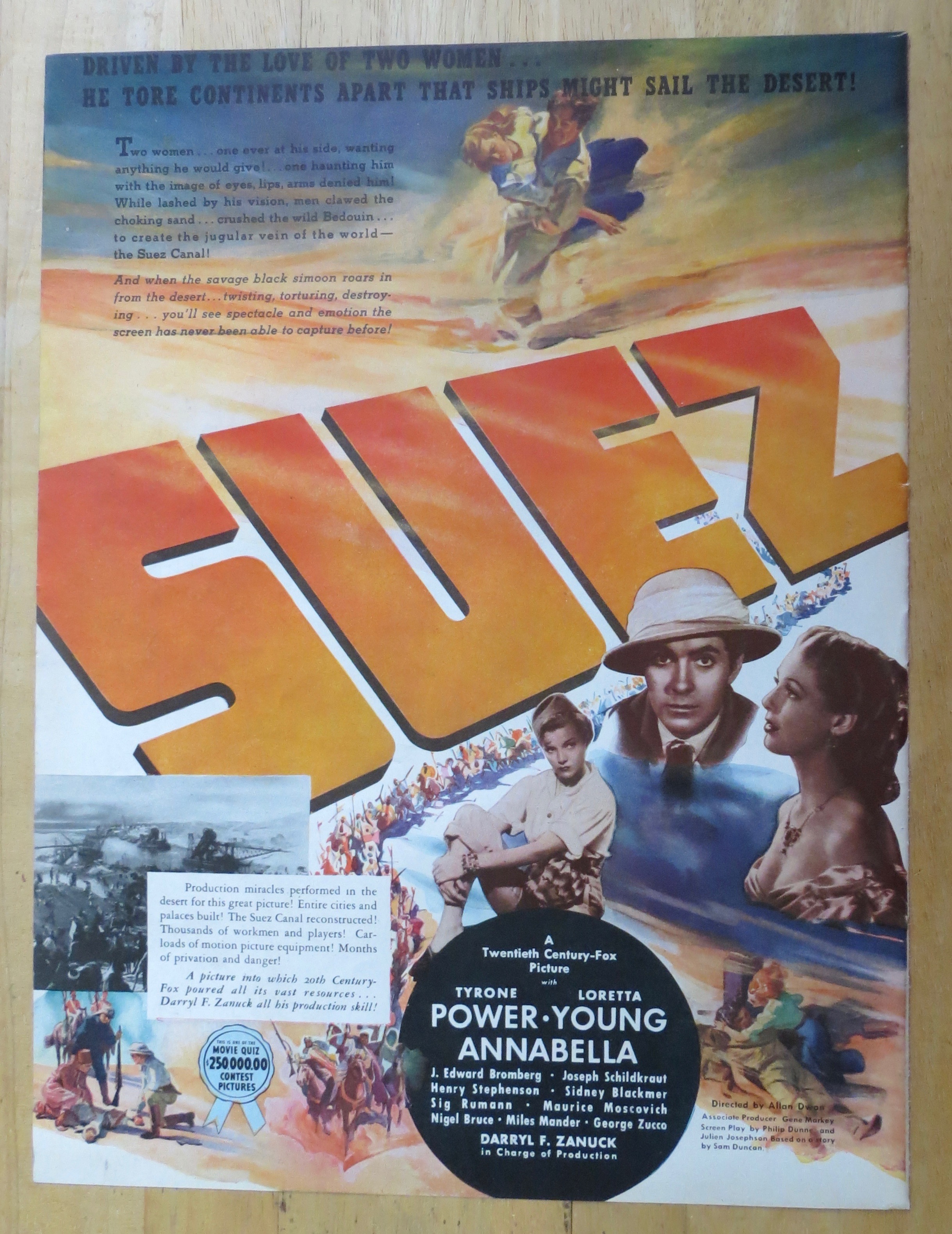 1938 Suez with Tyrone Power, Loretta Young & Annabella