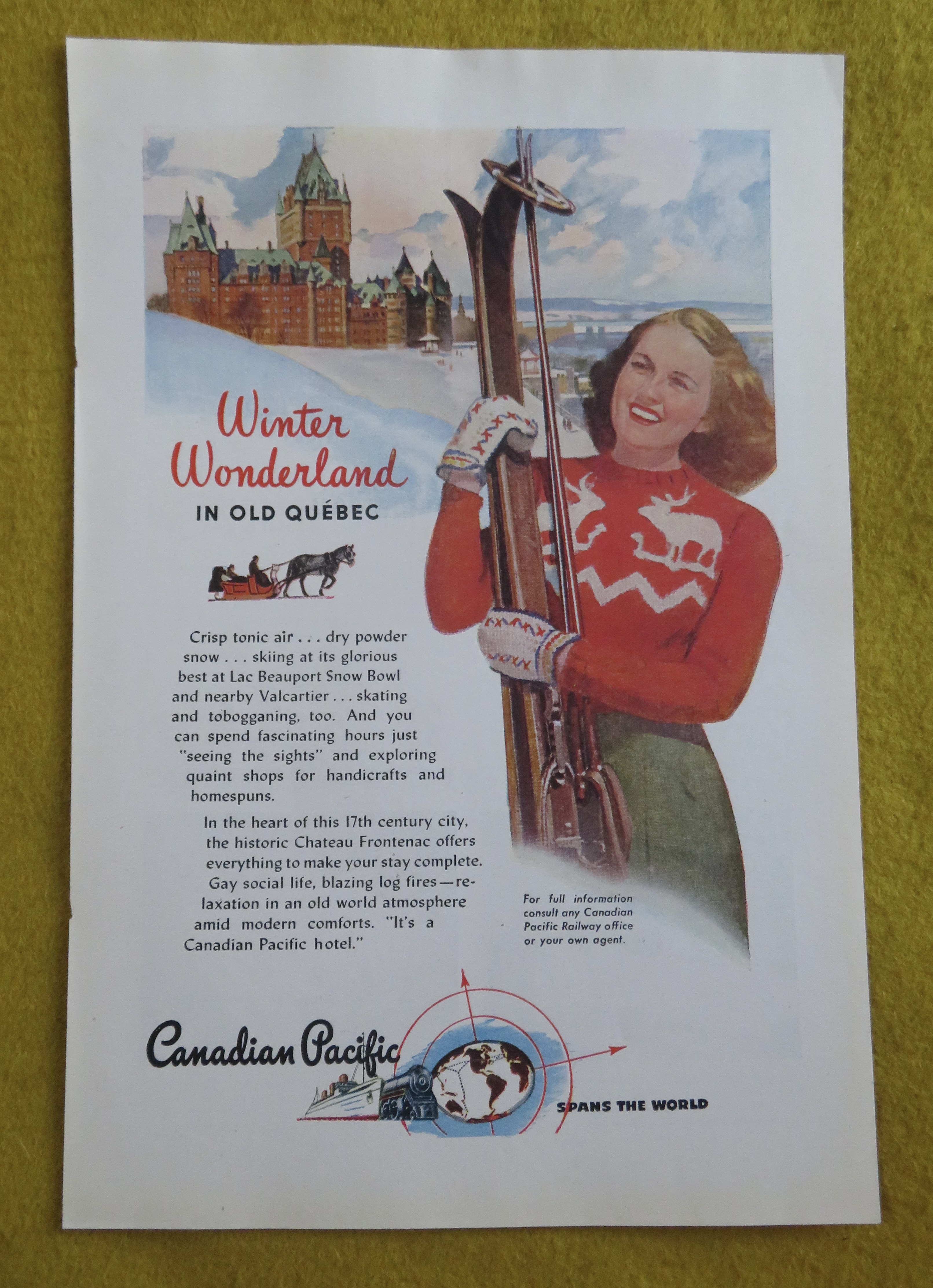 1946 Canadian Pacific with Woman Holding Skis