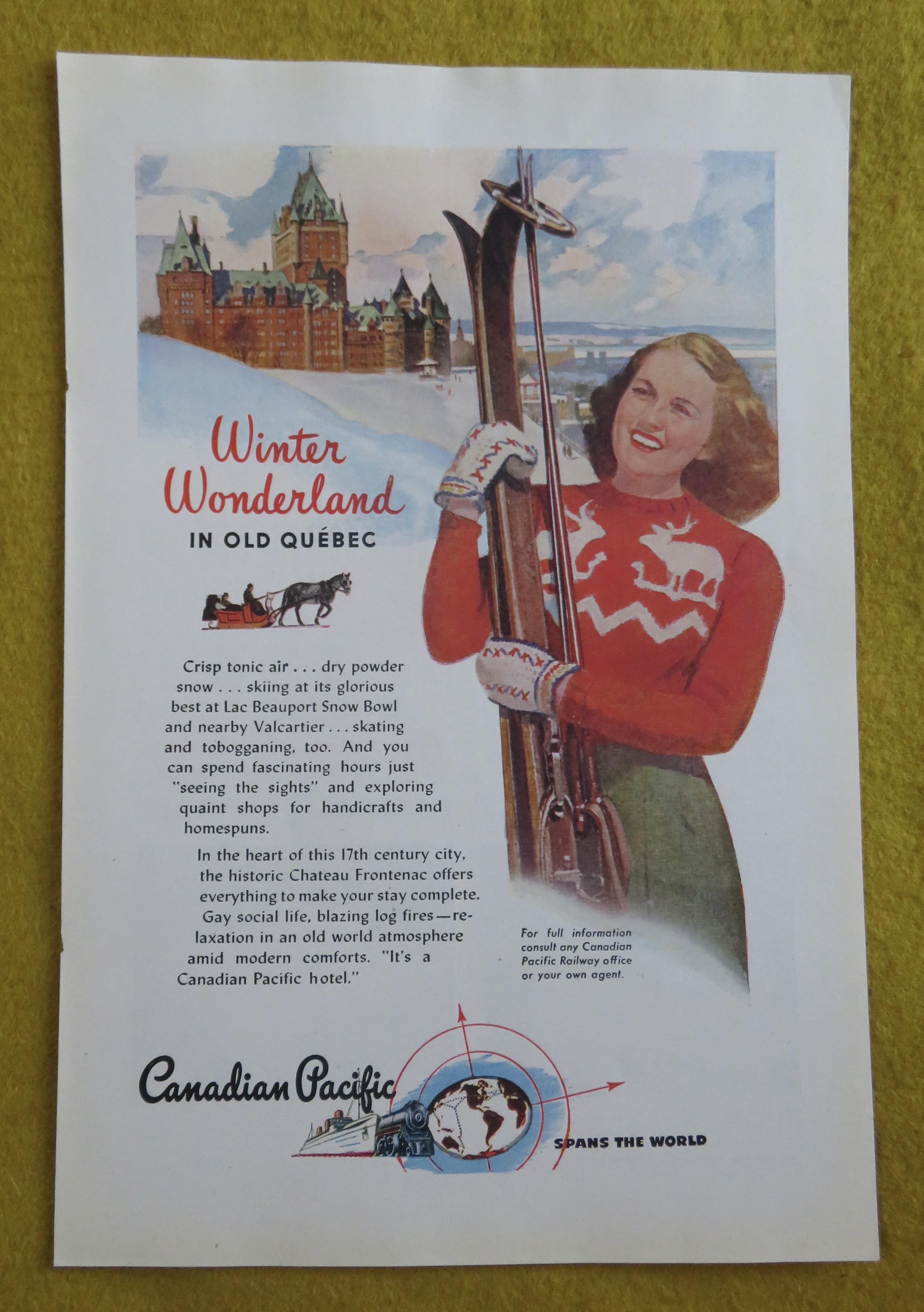 1946 Canadian Pacific with Woman Holding Skis