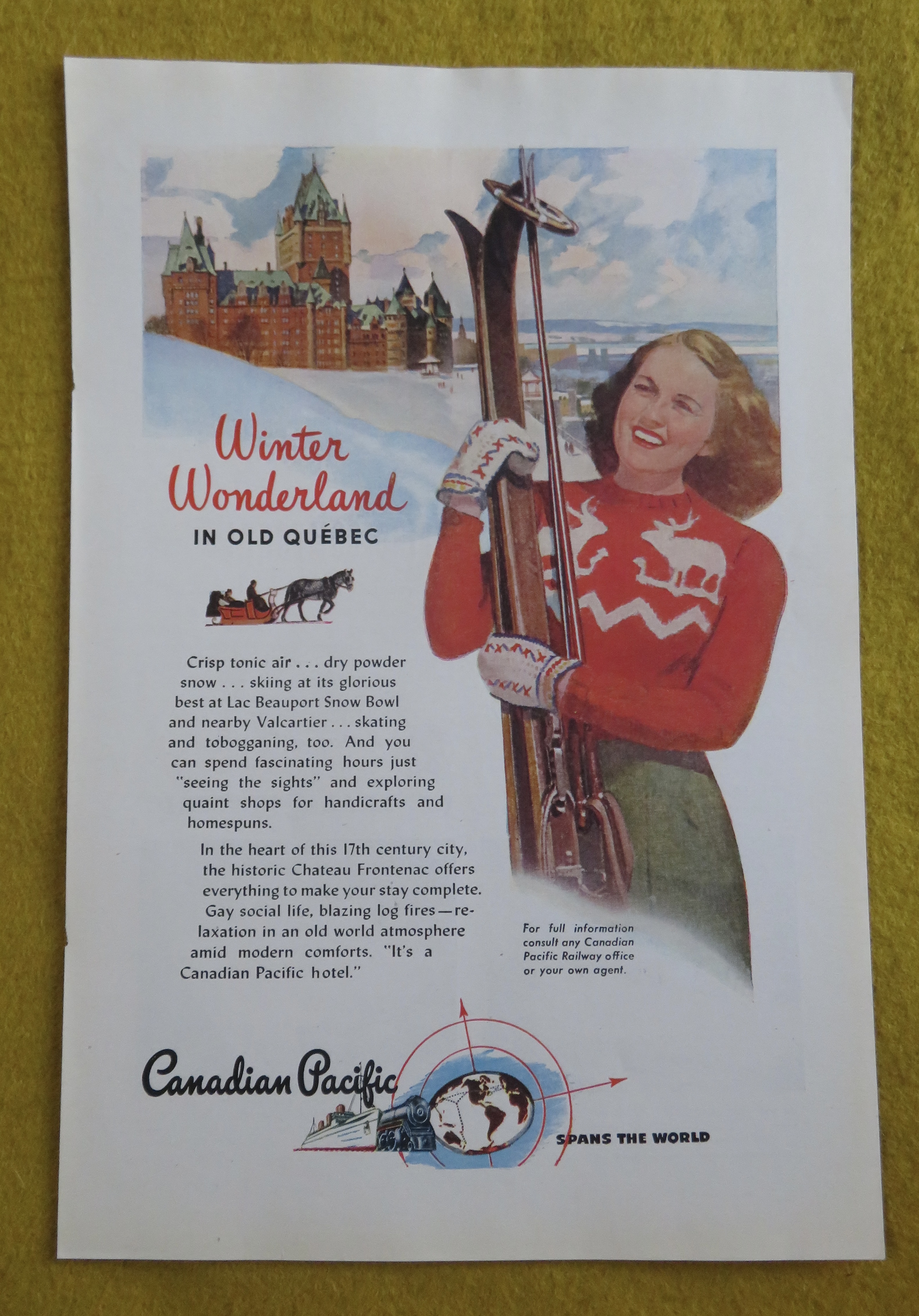 1946 Canadian Pacific with Woman Holding Skis