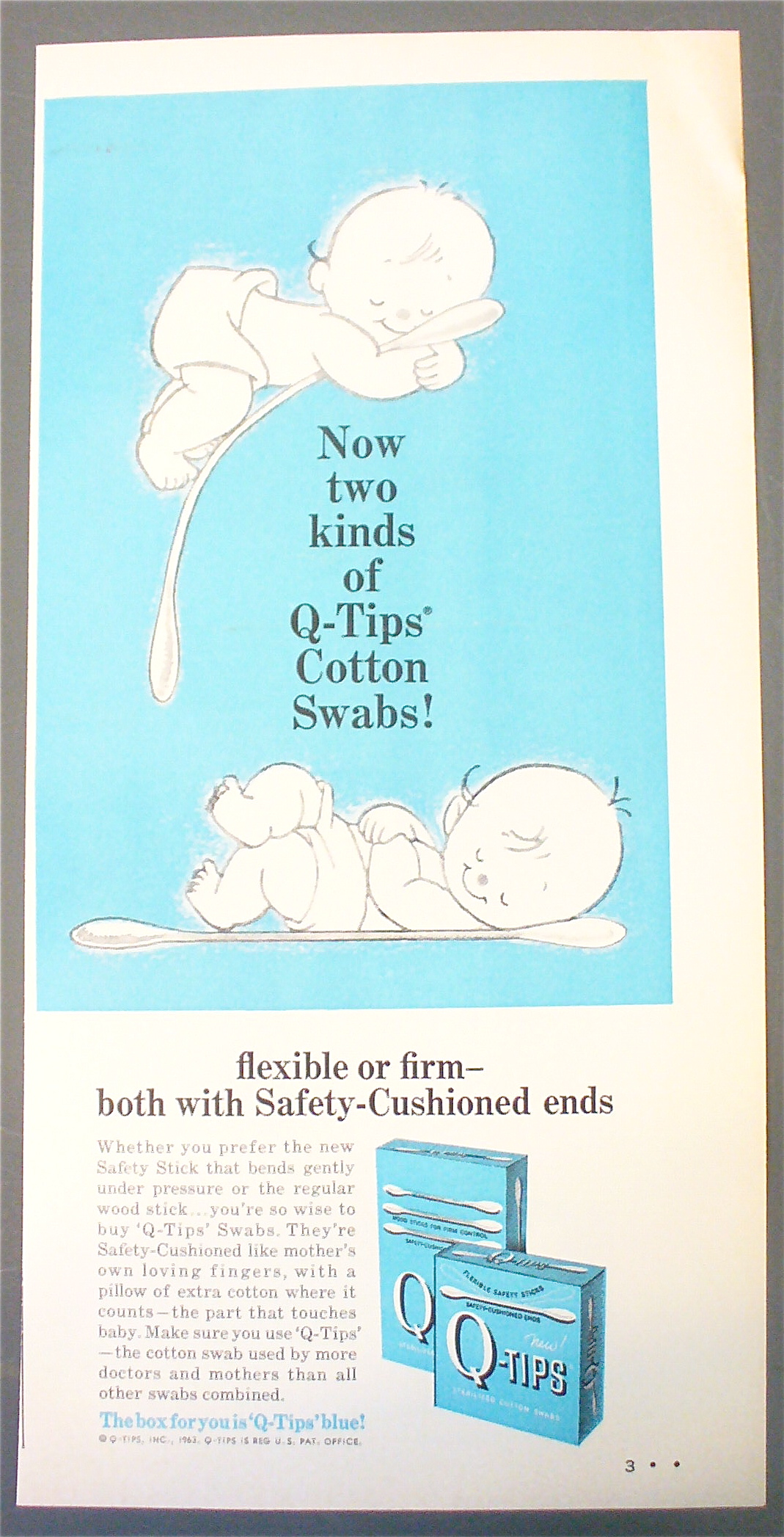 1963 Q Tips with Two Babies Sleeping on Q-Tips