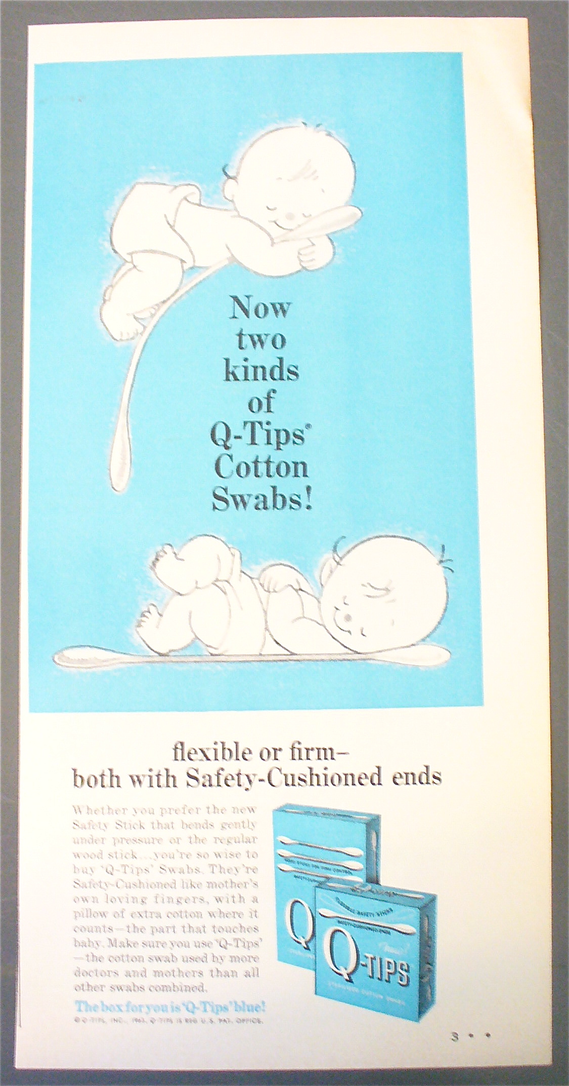 1963 Q Tips with Two Babies Sleeping on Q-Tips