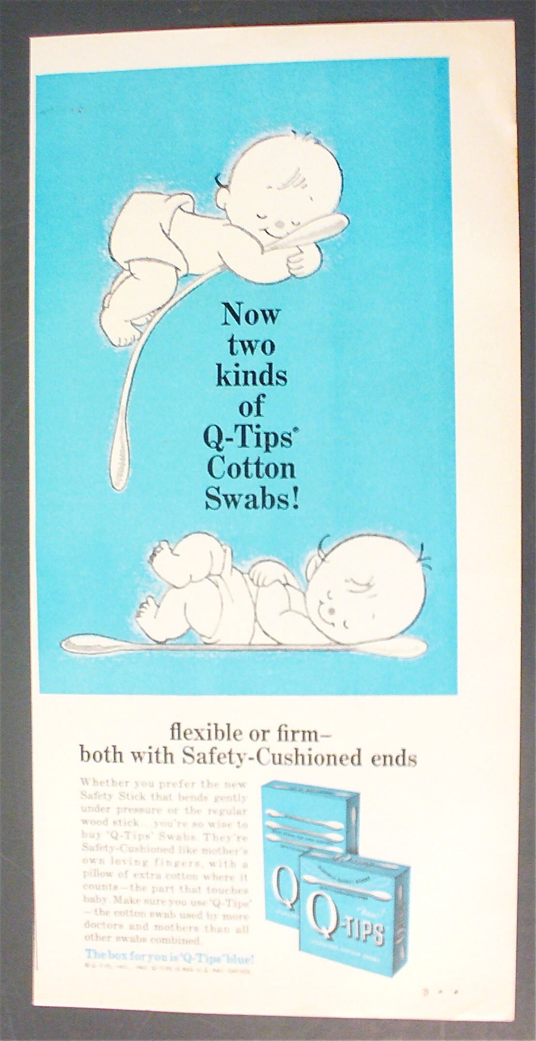 1963 Q Tips with Two Babies Sleeping on Q-Tips