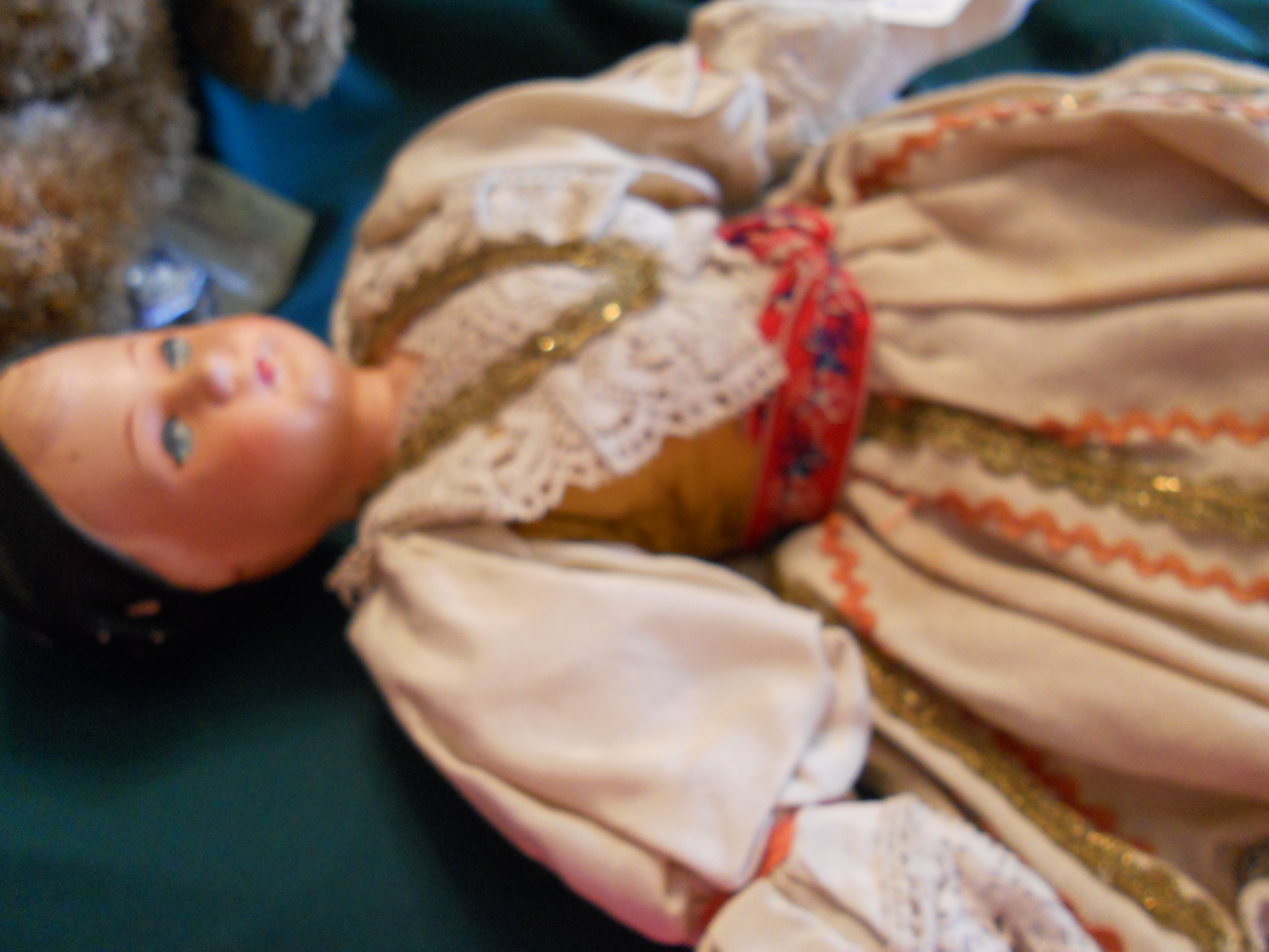 European Doll Celluloid Face Cloth Body 18 in