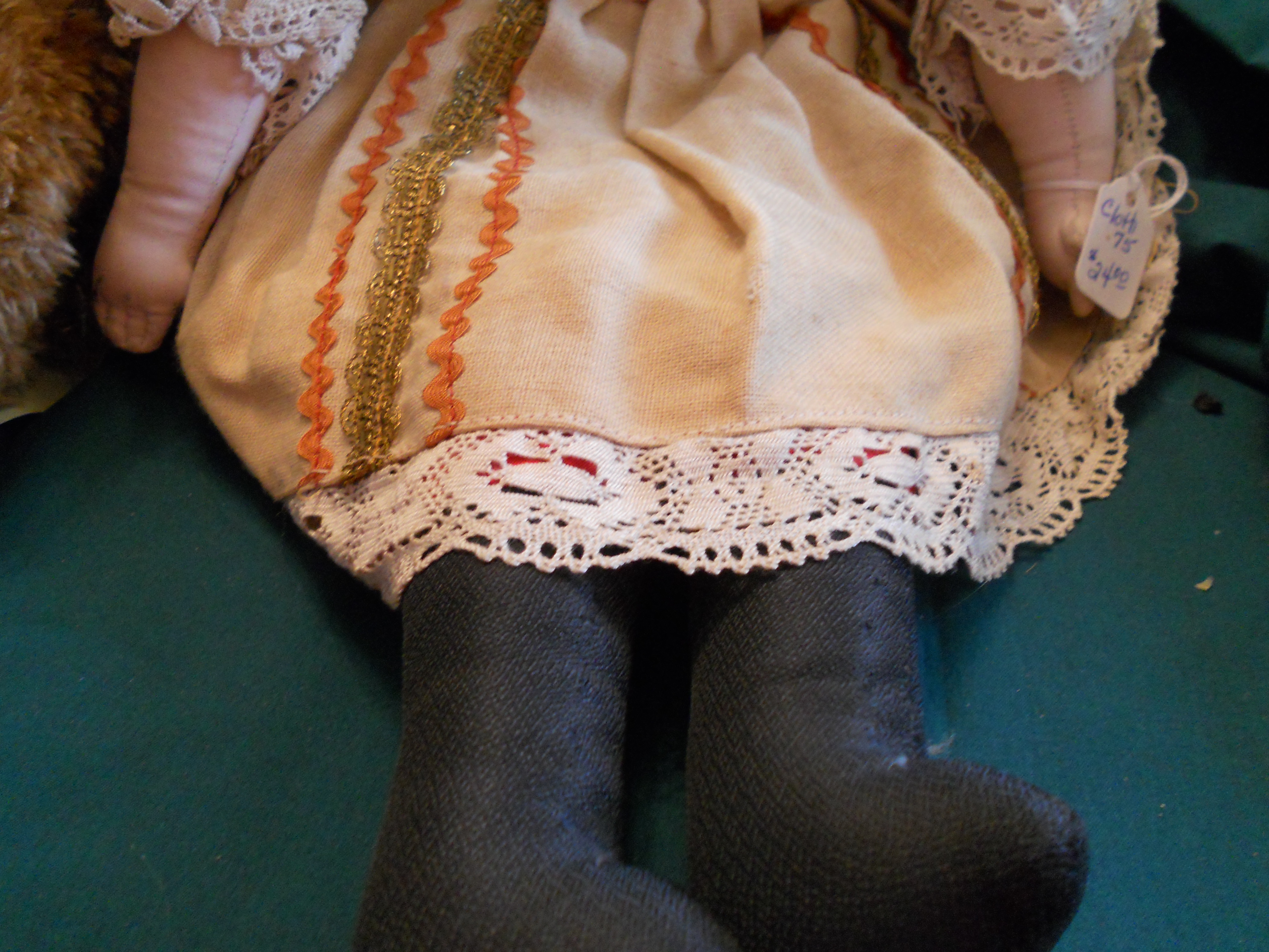 European Doll Celluloid Face Cloth Body 18 in
