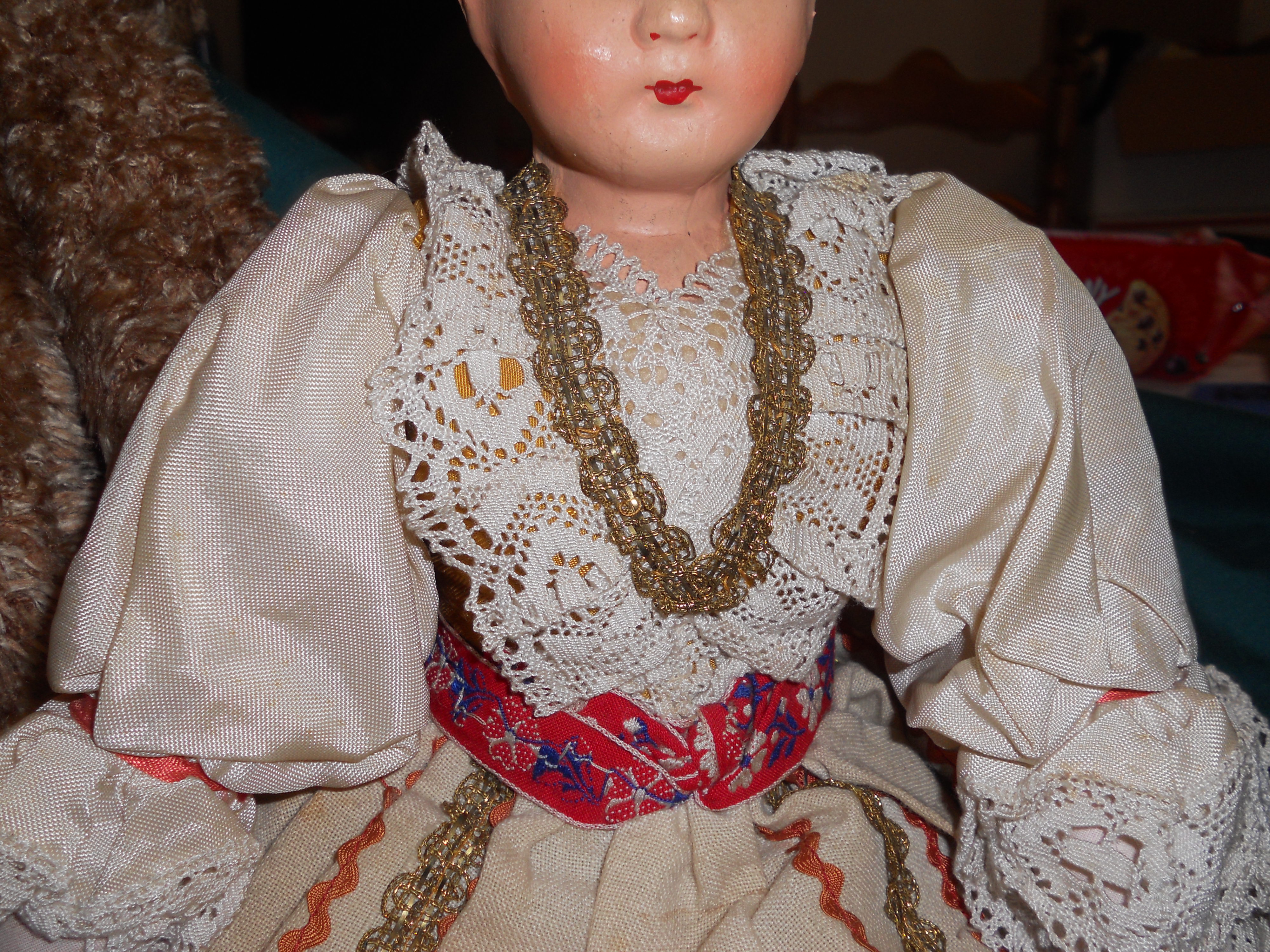 European Doll Celluloid Face Cloth Body 18 in