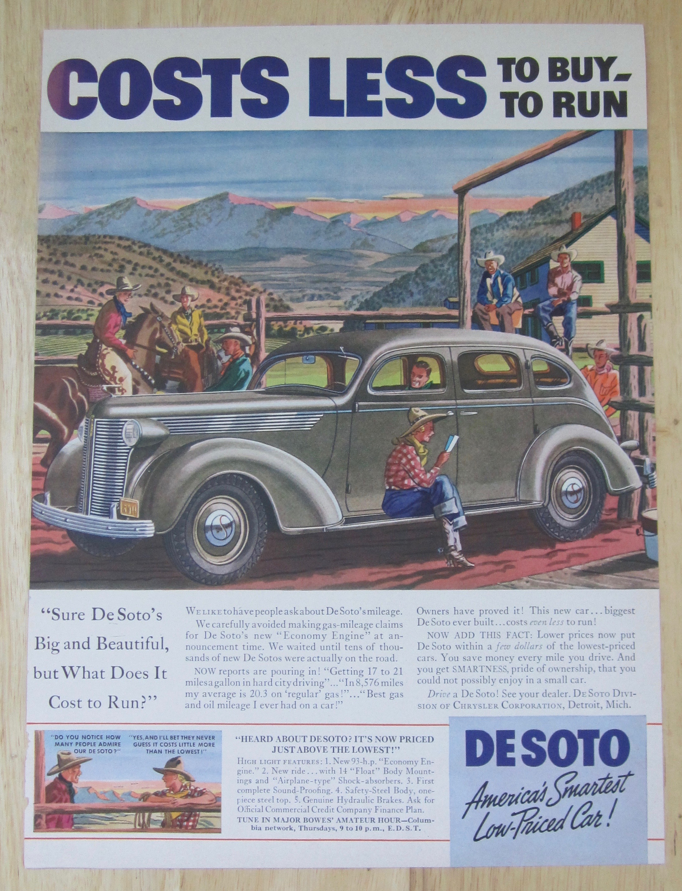 1937 DeSoto with Cowboys Hanging Around A DeSoto