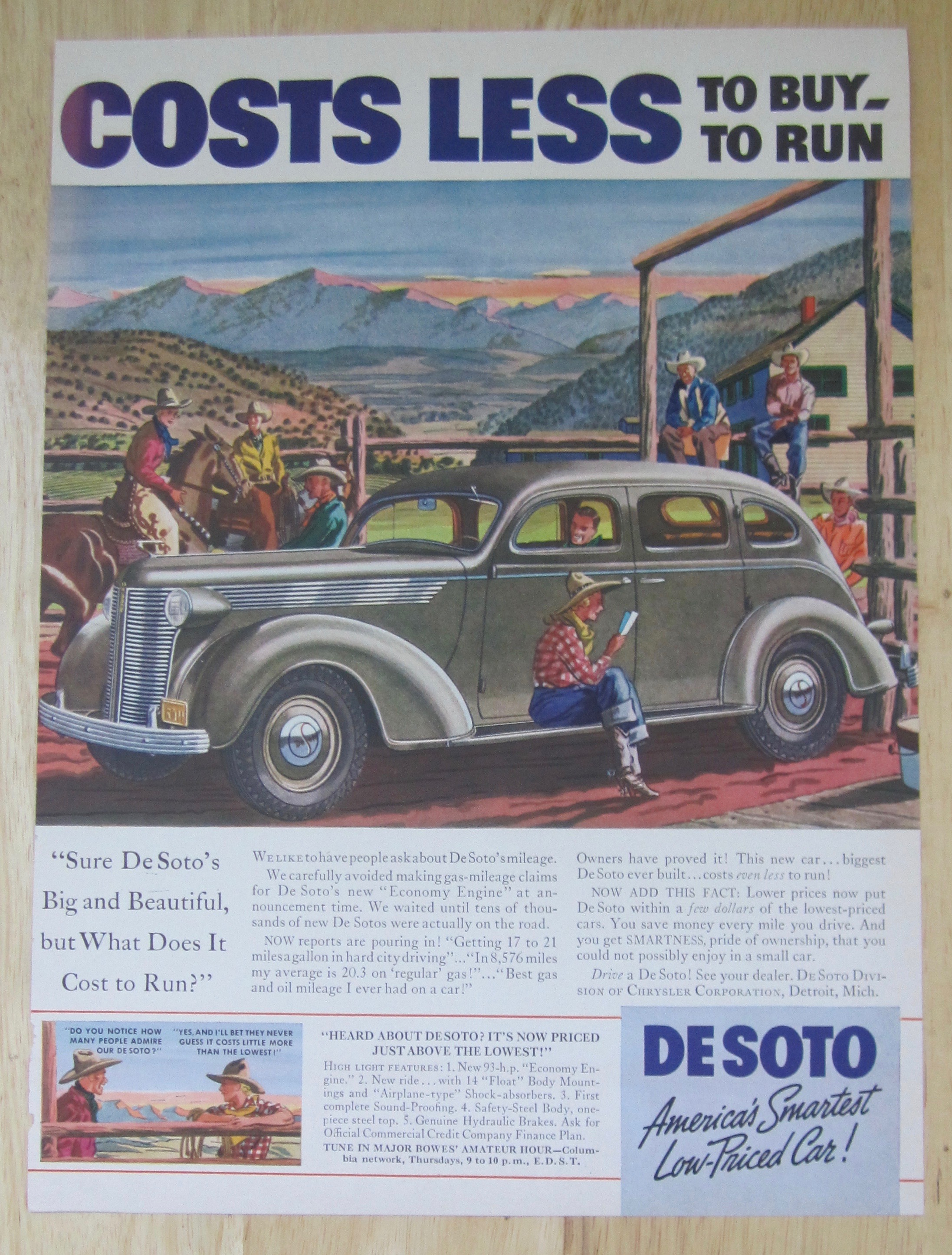 1937 DeSoto with Cowboys Hanging Around A DeSoto