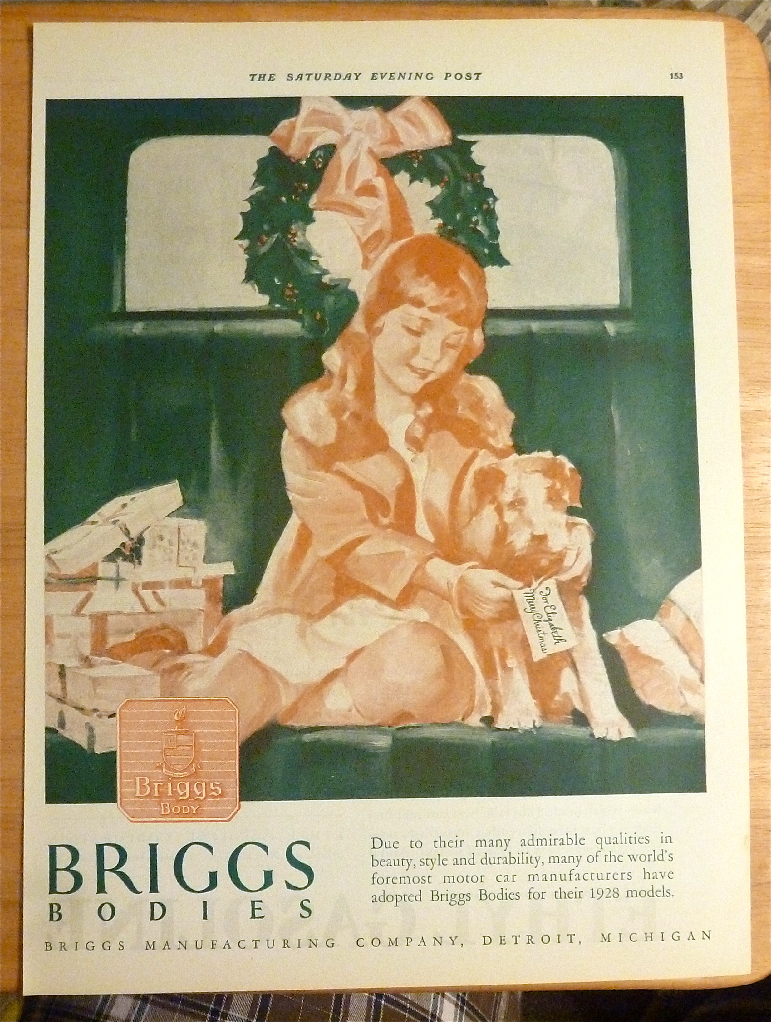 1927 Briggs Body with Little Girl & Puppy At Christmas
