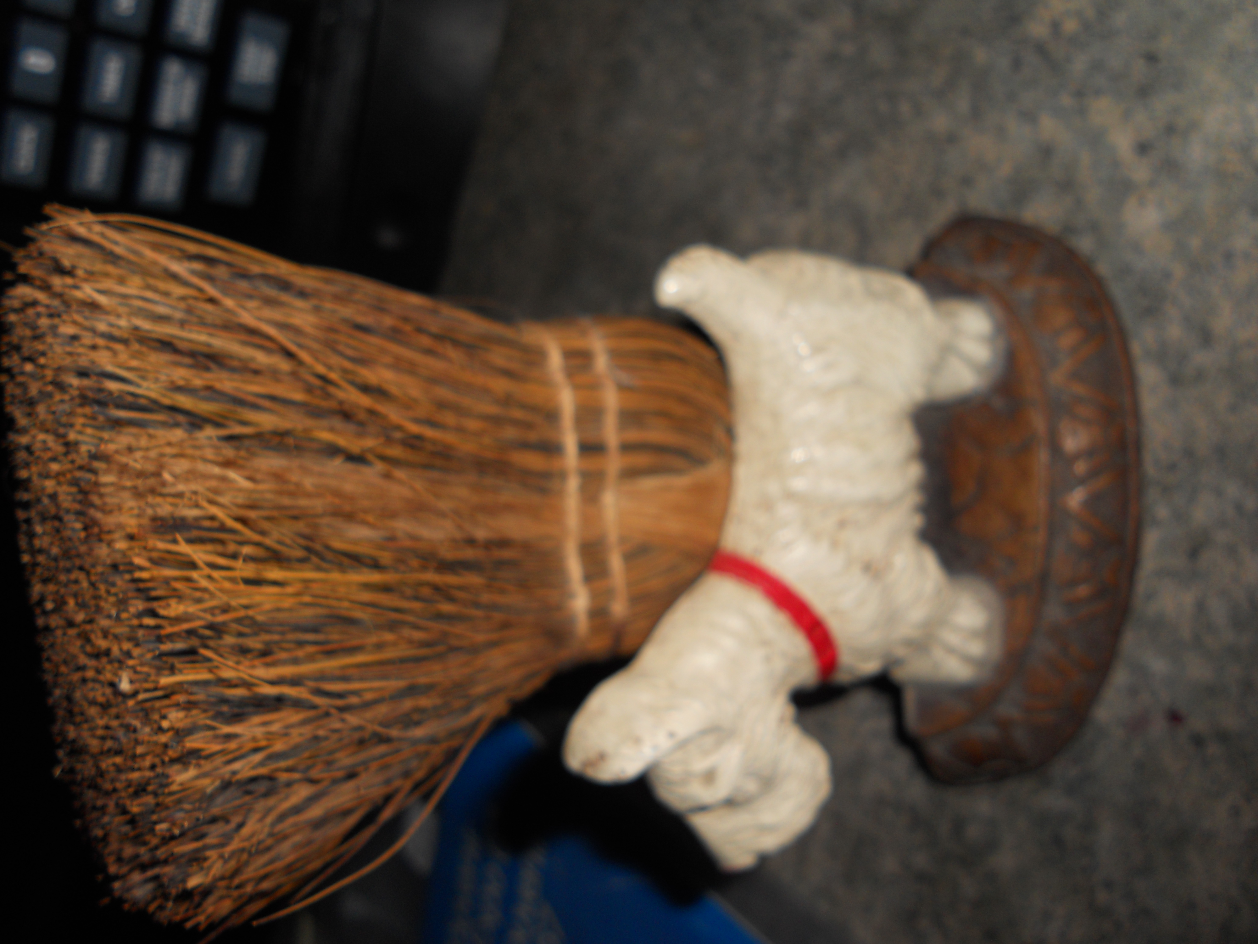 Scottie Dog whisk broom Brush Holder Wood