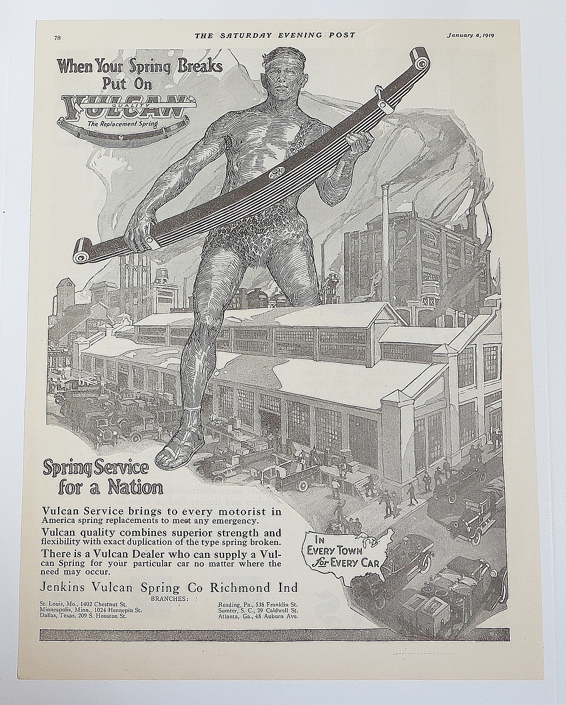 1919 Vulcan Springs With Man Holding Spring