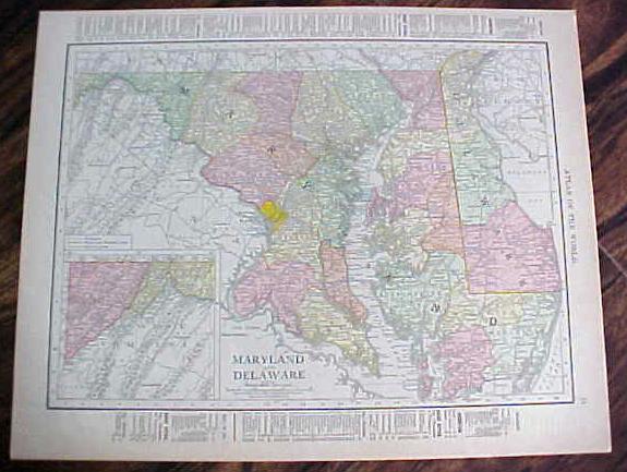 Antique Map Maryland Delaware Baltimore 1912
