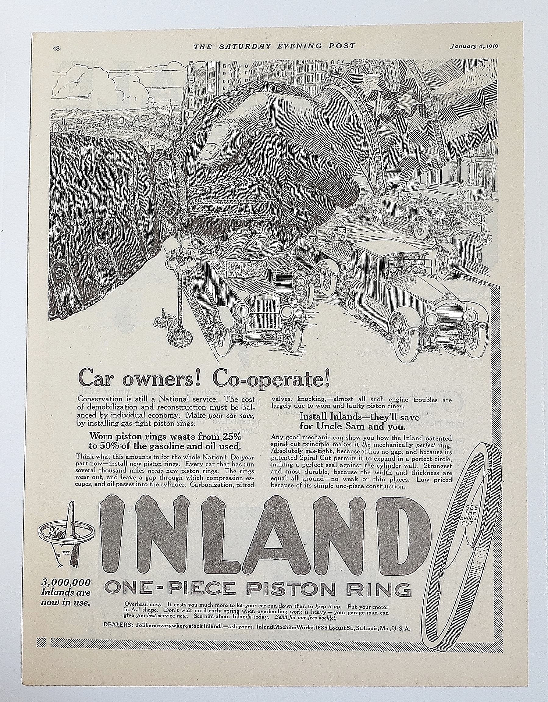 1919 Inland Piston Rings With Hands Shaking