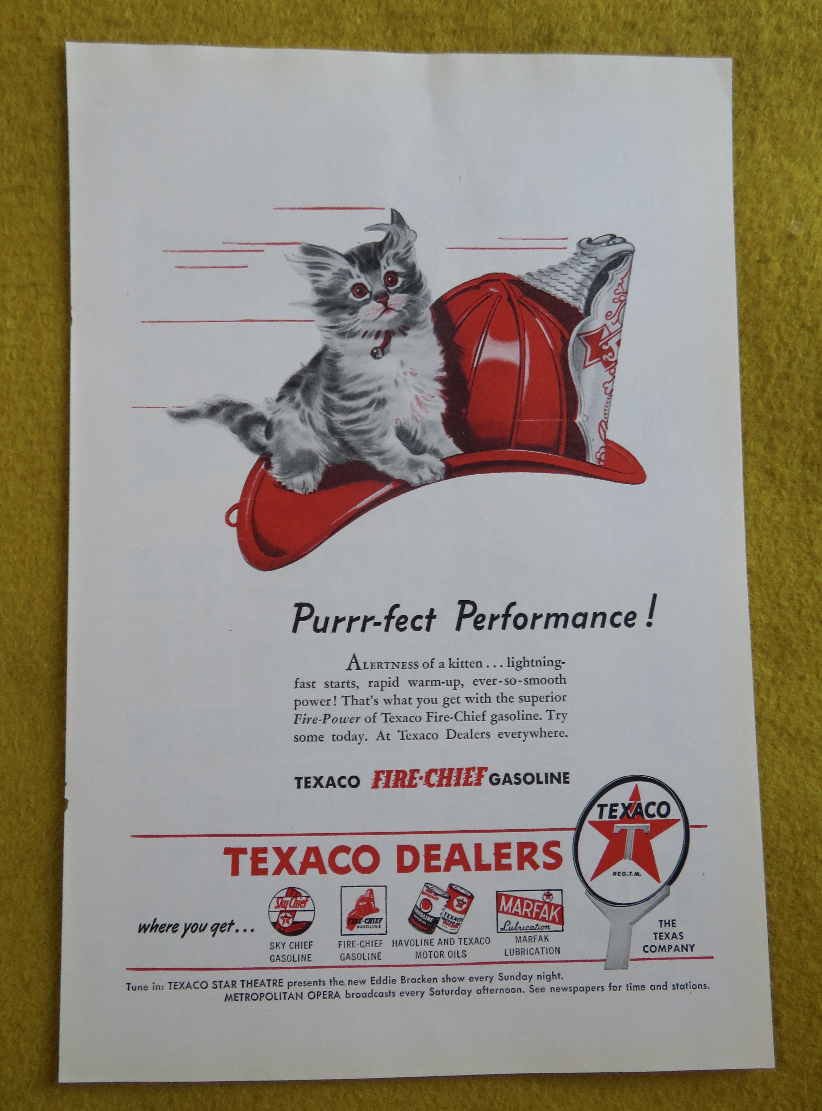 1946 Texaco Dealers with Kitty Cat on Helmet